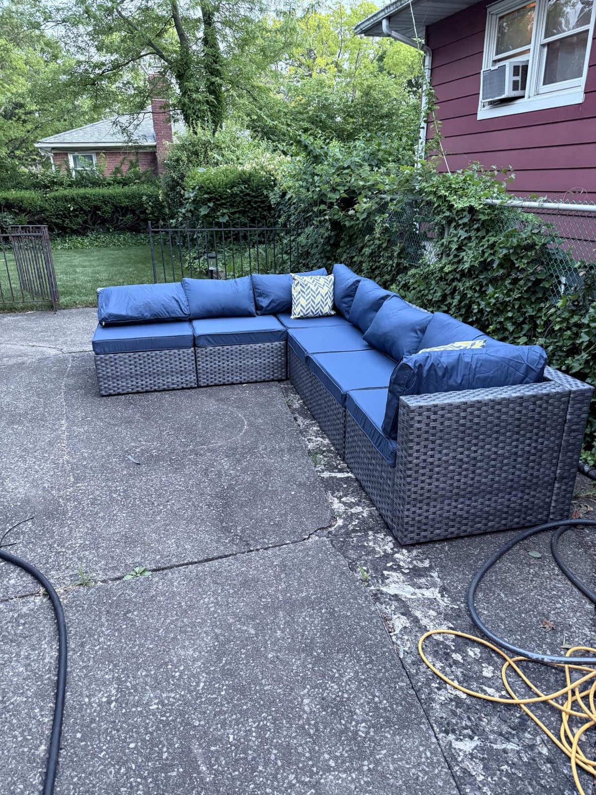 Shintenchi 7 Pieces Outdoor Patio Furniture Sets, Patio Sectional Sofa Couch, Gray PE Wicker Furniture Modular Patio Conversation Sets Patio Sofa with Washable Cushions, Aegean Blue customer photo 1