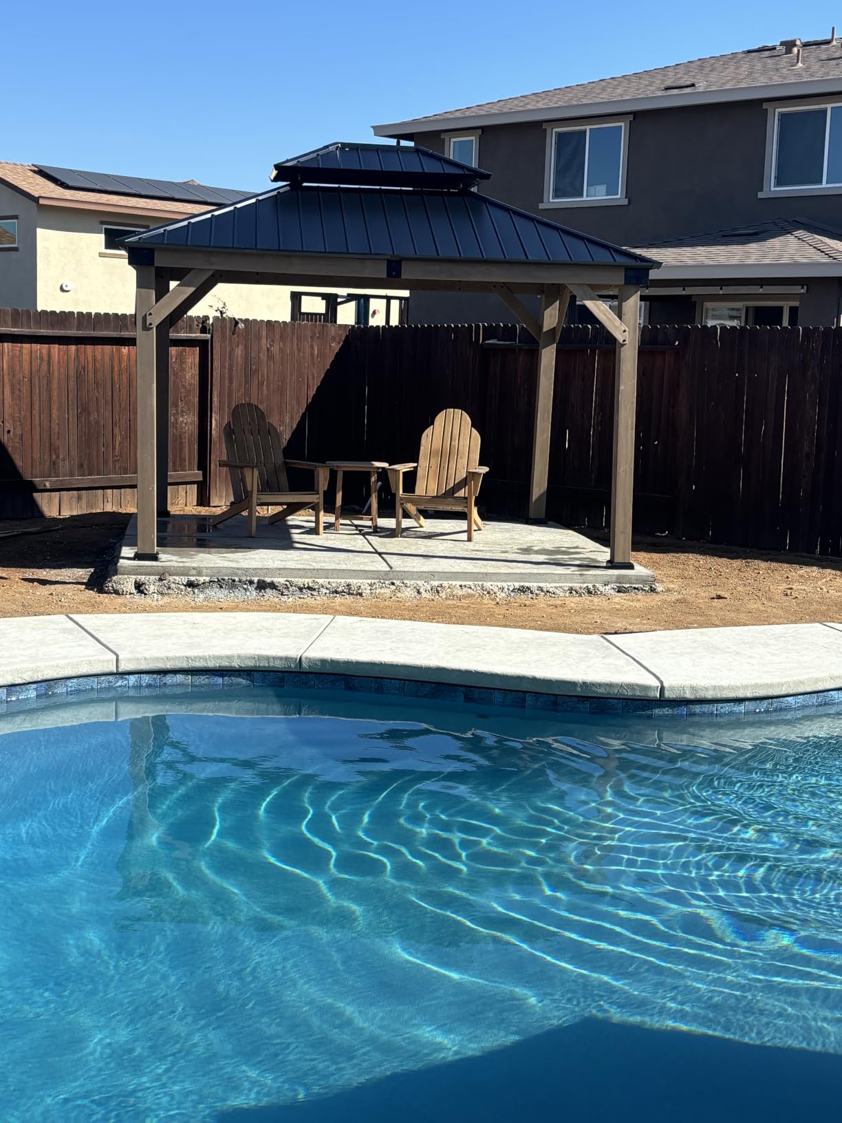 Aoxun 10' x 12' Cedar Wood Gazebo with Double Galvanized Steel Roof, Gray customer photo 2
