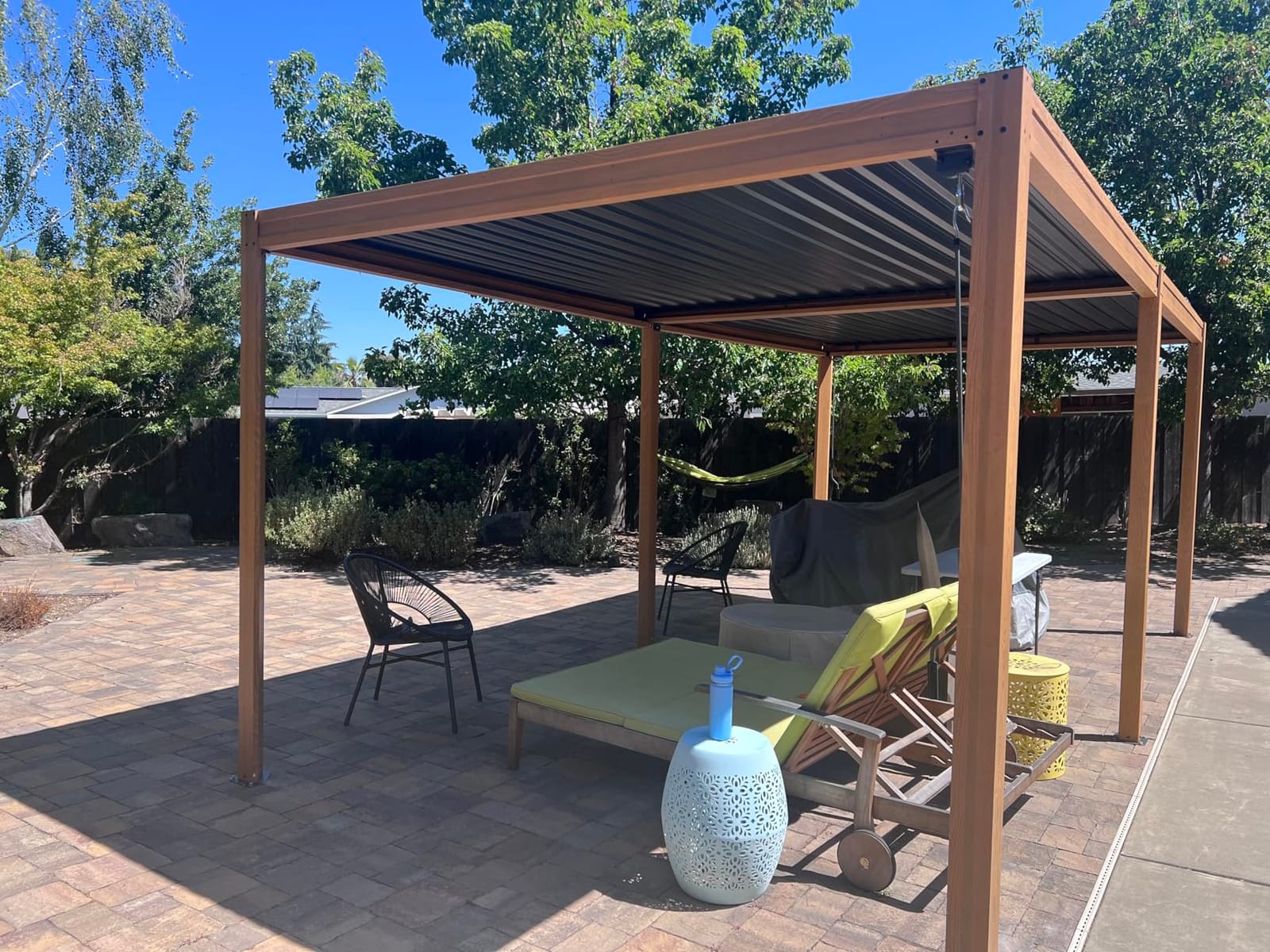 Domi Louvered Pergola 10x16, Outdoor Metal Pergola, Espresso Brown customer photo 1