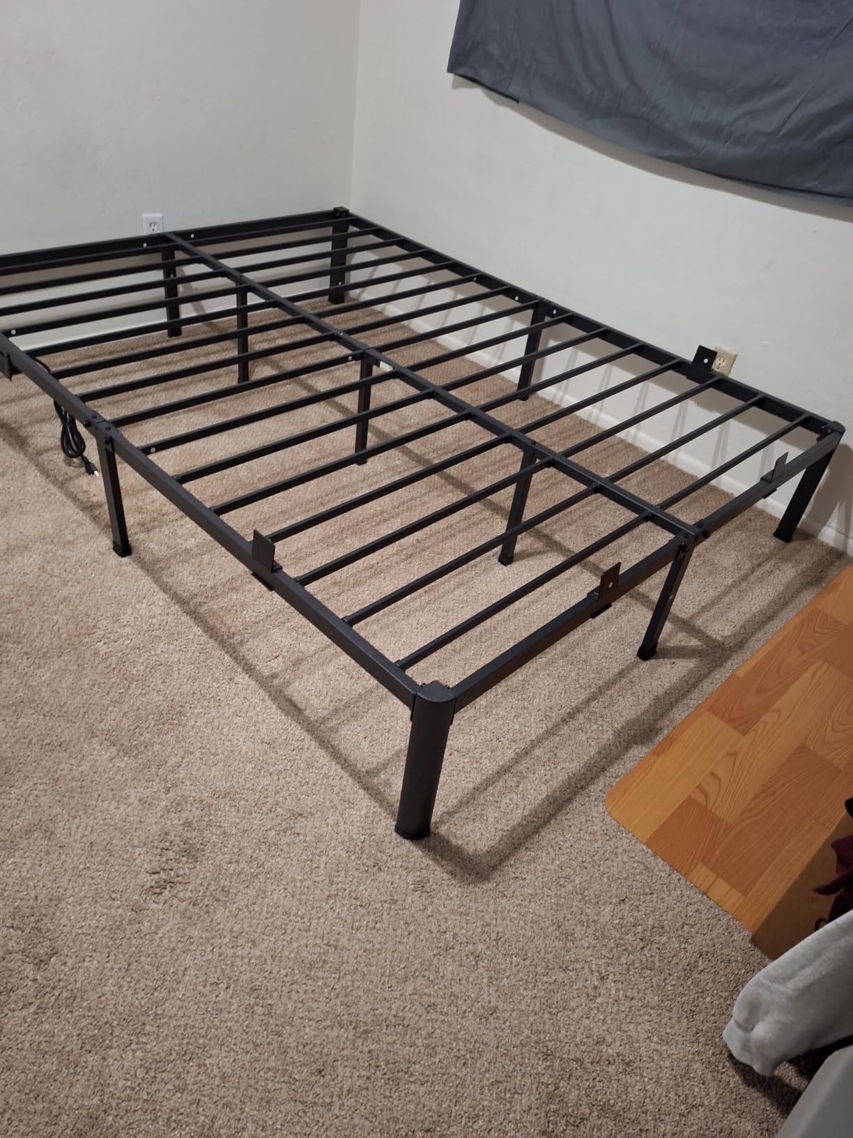 PRAISUN 4000LBS Queen Bed Frame with Charging Station, 14 inch Bedframe | Bed Frame Queen Size with 2 AC Outlets, 1 USB Port &1 Type-C Port, Bedframe with Mattress Baffle, No Box Spring Needed, Black customer photo 2