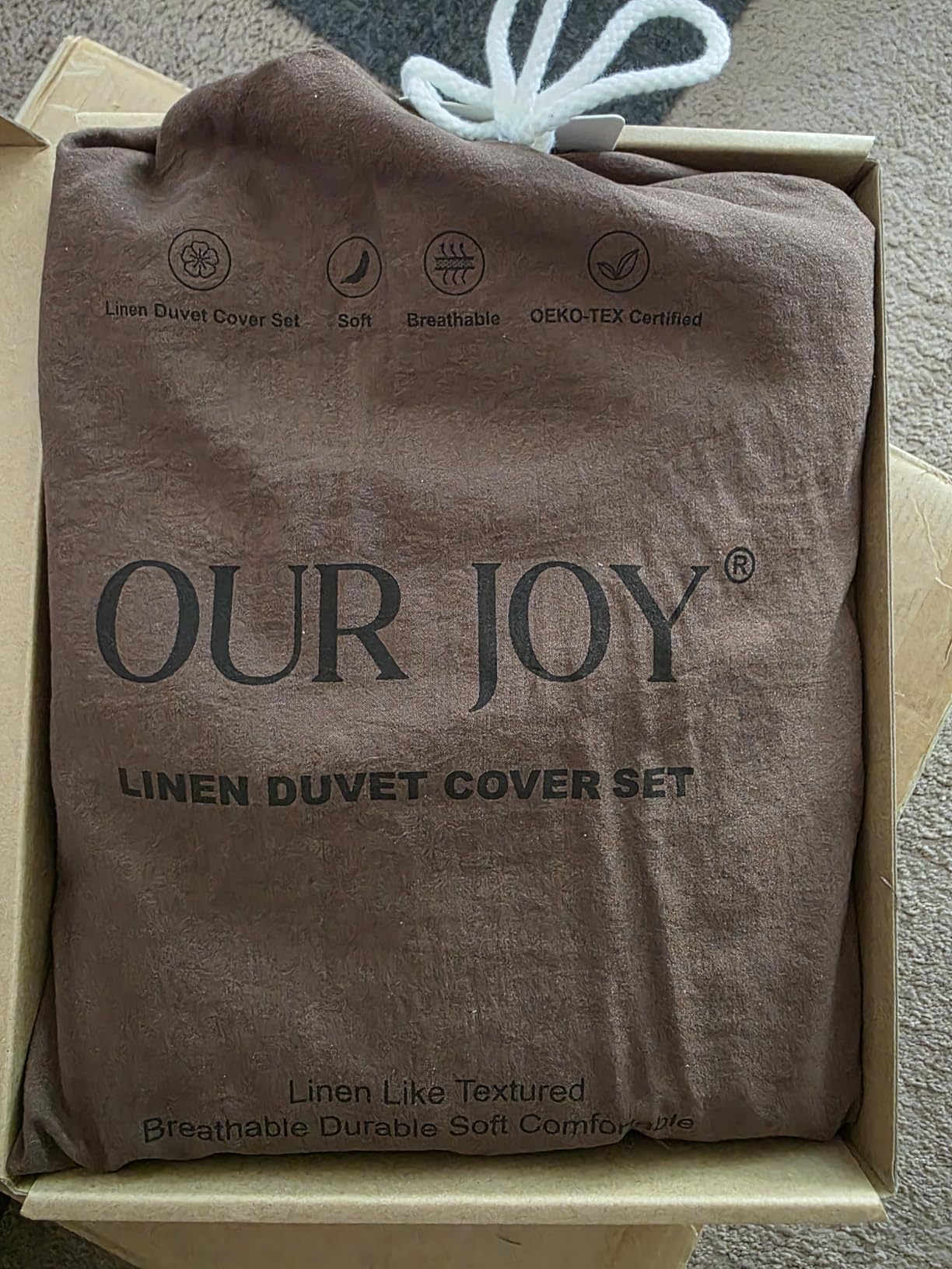 100% Linen Duvet Cover, Soft 3pcs Bedding Set with Zipper Closure, Natural Texture, Breathable for Hot Sleeper,Comforter Not Included(Flax Linen,Queen(90 * 90)) customer photo 2