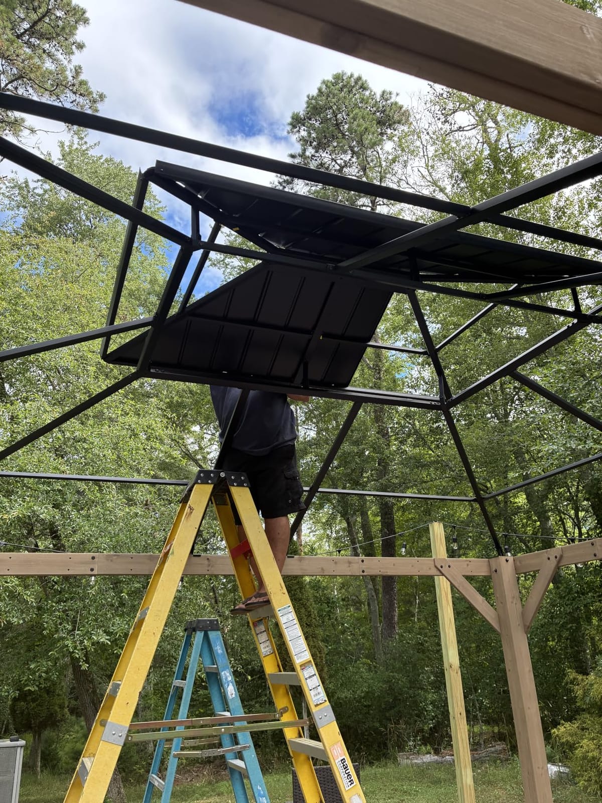 Aoxun 10' x 12' Patio Wood Gazebo Cedar Wood, Natural customer photo 2
