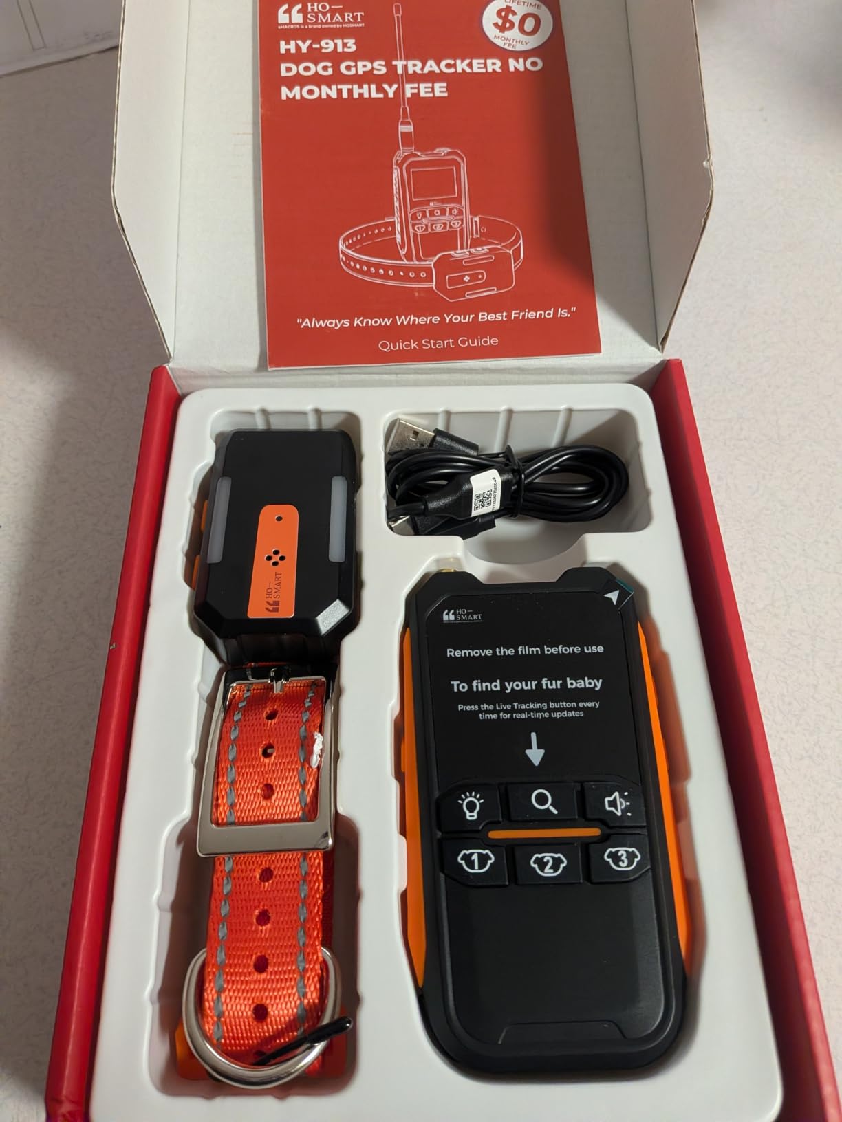 eMACROS Dog GPS Tracker No Subscription, Off-Grid, Up to 3 Mile Long Range | For 35+ lbs Dogs. 3-Level Virtual Fence, 5-Day Battery, IP67 Waterproof, Arrow+Distance Guidance, Light & Sound customer photo 1