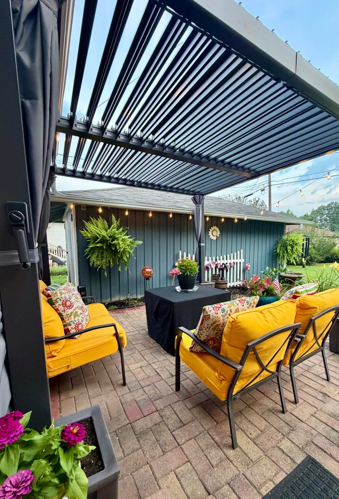 Aoxun Louvered Pergola 10x12 All-Aluminum, Waterproof Curtains and Netting customer photo 2