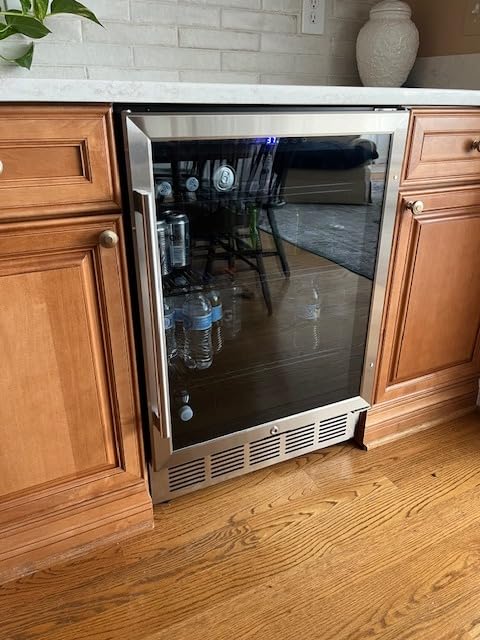 FoMup Wine Fridge Dual Zone, Freestanding Wine Cooler Refrigerator 180 Bottles Large Capacity with Sliding Rail Wooden Shelves and Door Lock, Black customer photo 1