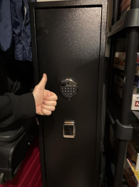 [No Assembly Required]10-12 Gun Safe for Rifles and Pistols, Biometric Gun Safe with Fingerprint and Digital Keypad, 57
