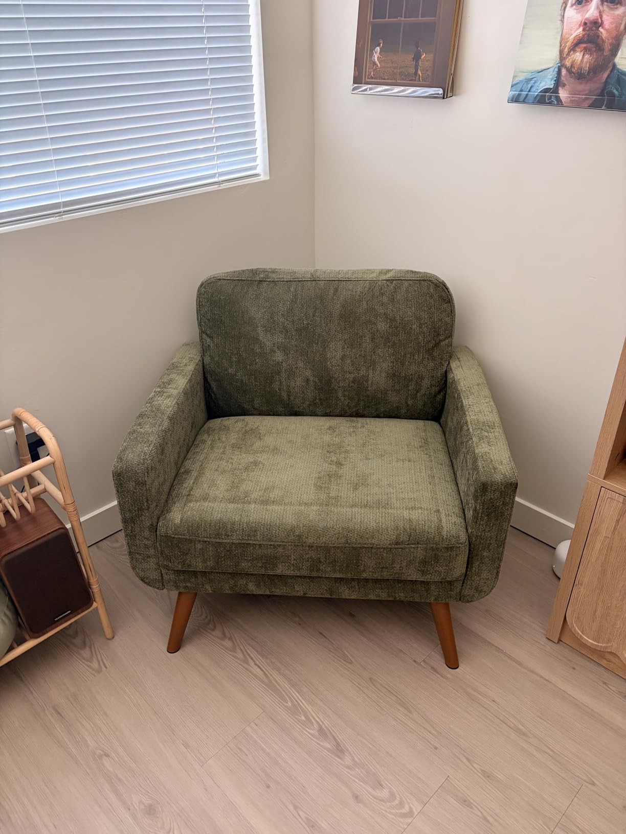 Oversized Accent Chair for Living Room, Mid Century Modern Accent Chairs, Living Room Armchairs, Bedroom Reading Chair with Widen Arm Rest, Cozy Single Sofa Chair, Camel customer photo 1
