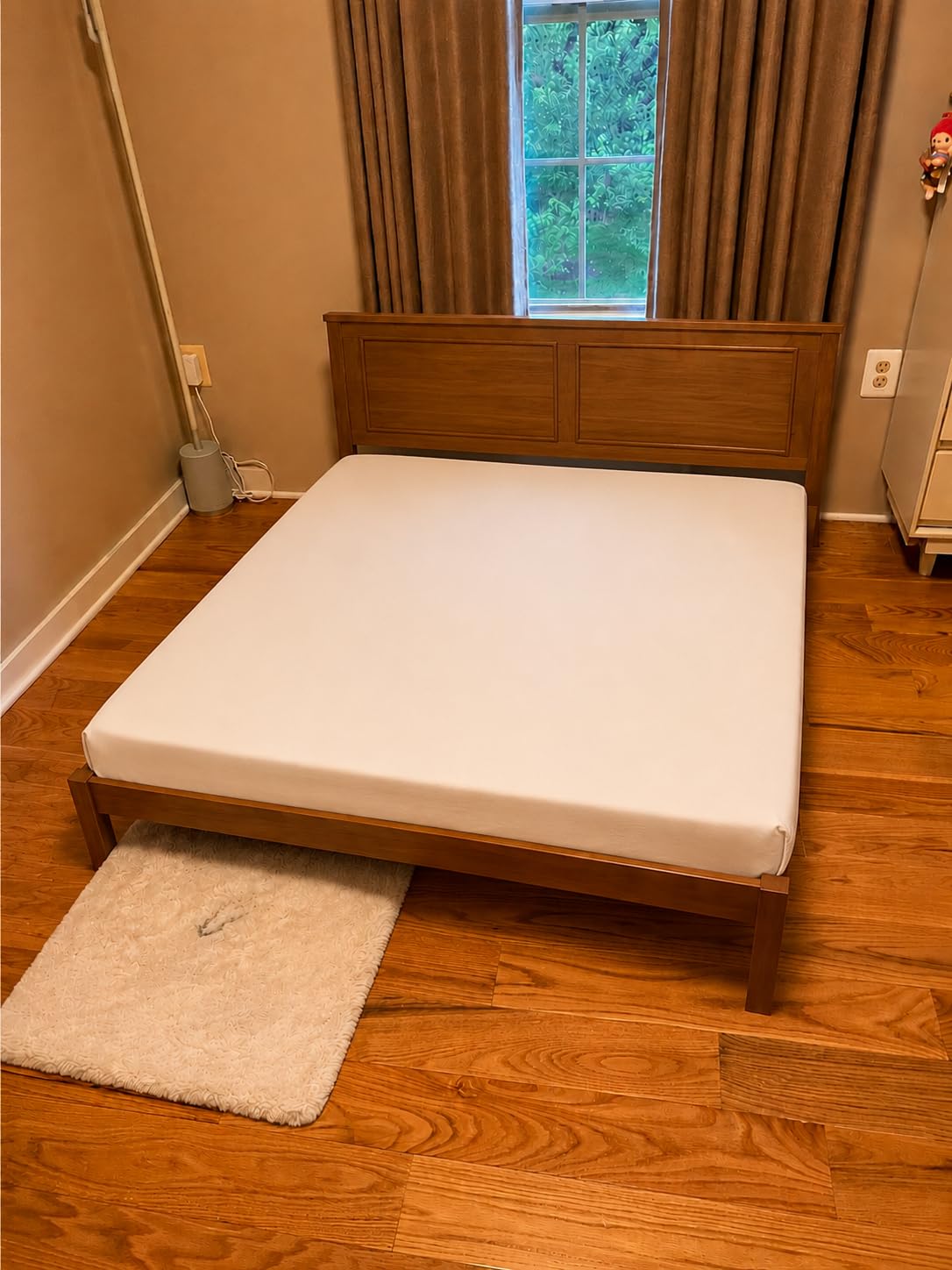 KOMFOTT Full Size Bed Frame, Farmhouse Wooden Platform Bed with Headboard | Mid-Century Modern Mattress Foundation with Under-Bed Storage Space, Wood Slat Support, No Box Spring Needed (Walnut, Full) customer photo 1