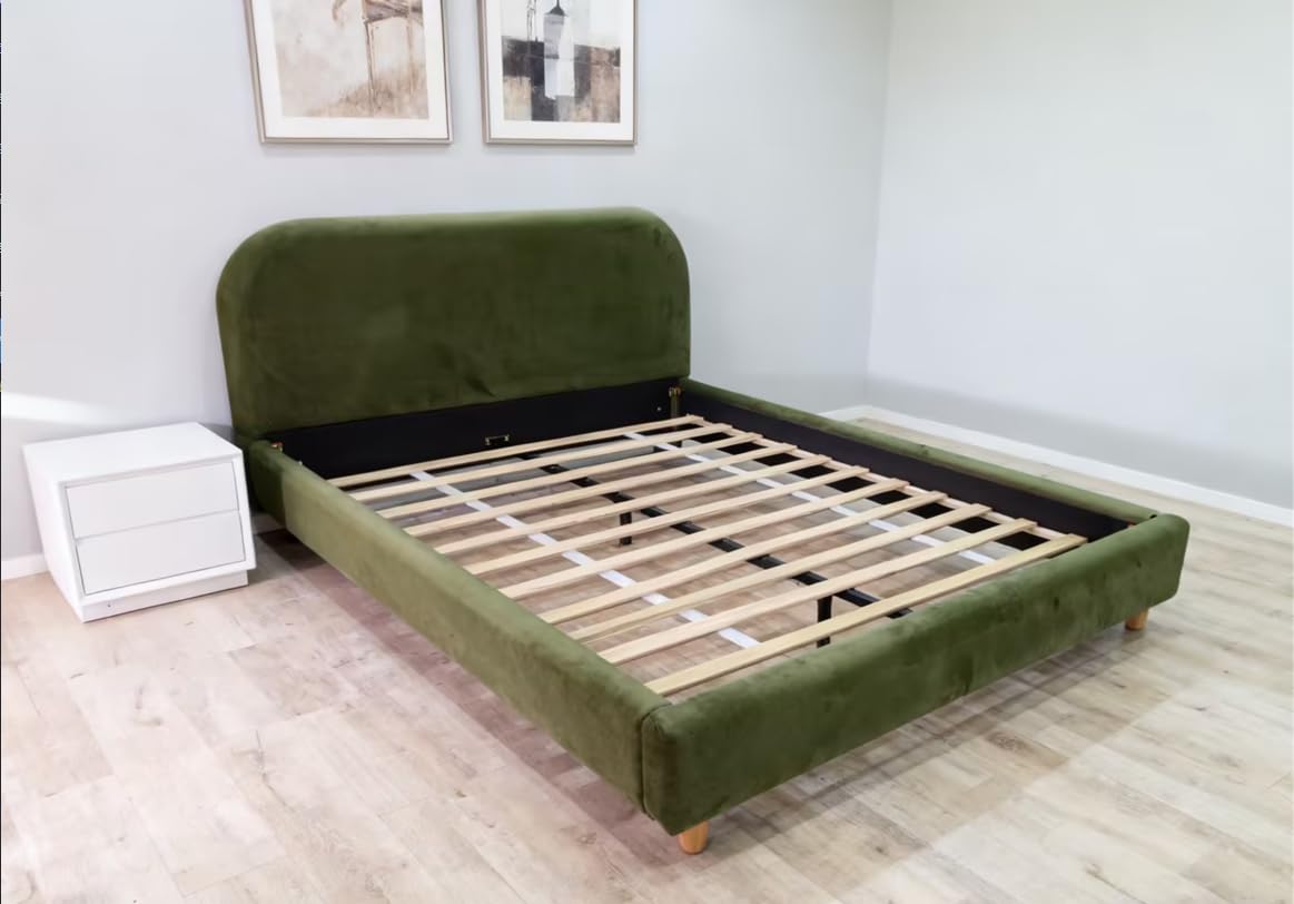 Queen Upholstered Bed Frame with Ottoman Hydraulic Lift Storage | Platform Beds with Curve Shaped Headboard, Soft Cloud Bedframe customer photo 1