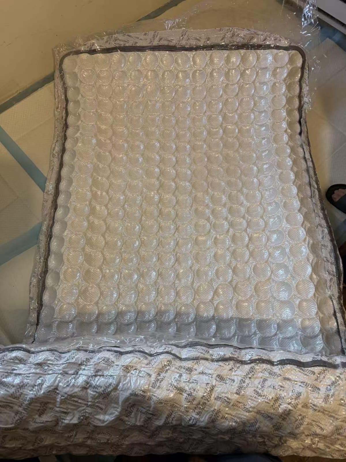 12 Inch Queen Mattress, Quilted Hybrid Mattress in a Box, Coils | Cooling gel and latex foams provide a balanced medium feel, airflow, motion isolation and stable edges; gray patterned cover customer photo 2