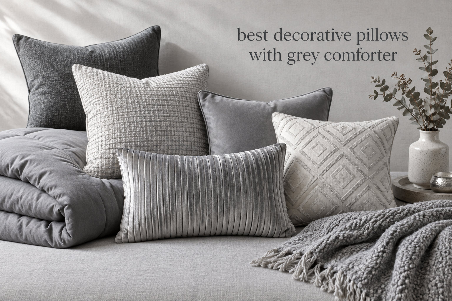 best decorative pillows with grey comforter