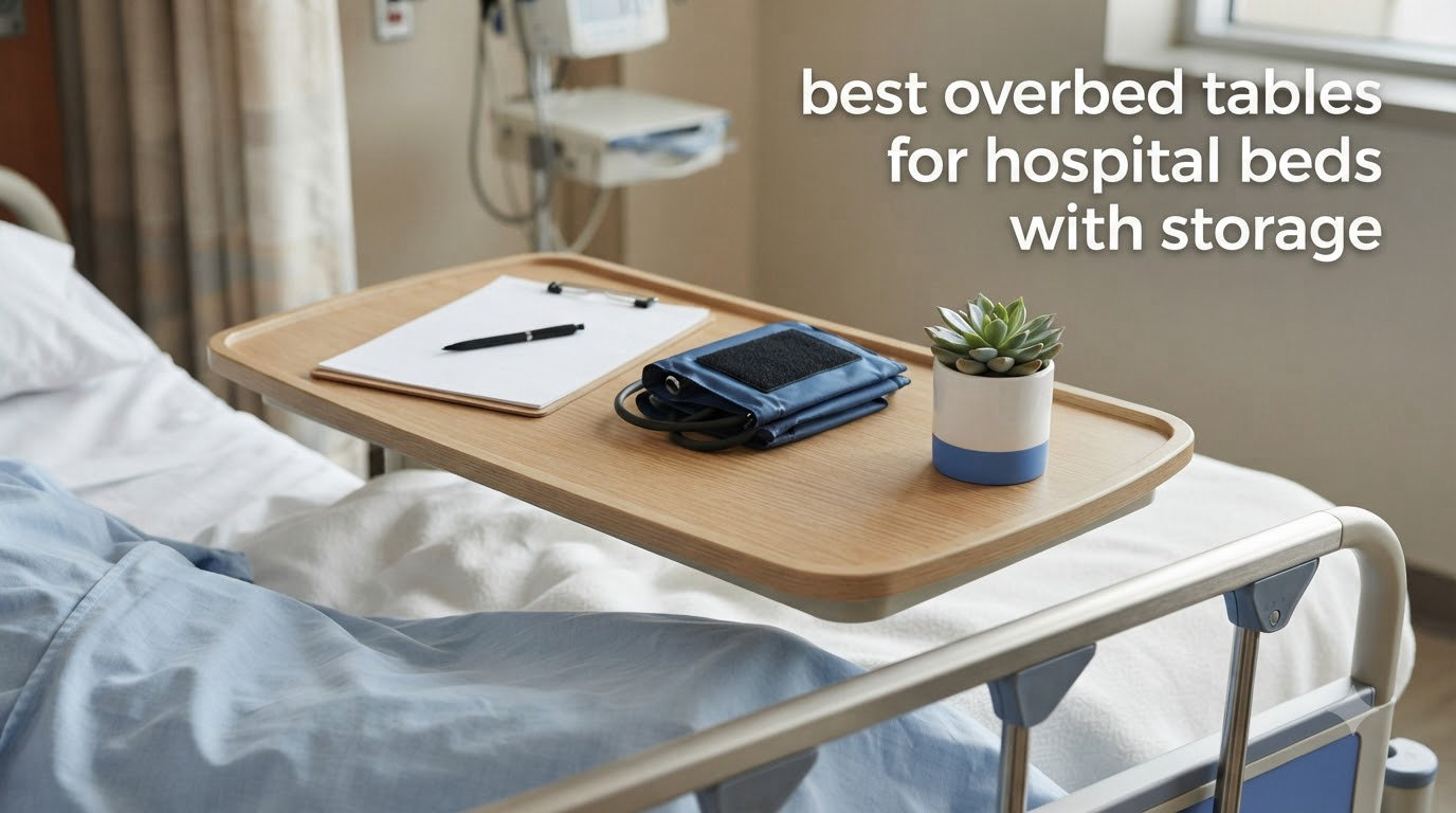 best overbed tables for hospital beds with storage