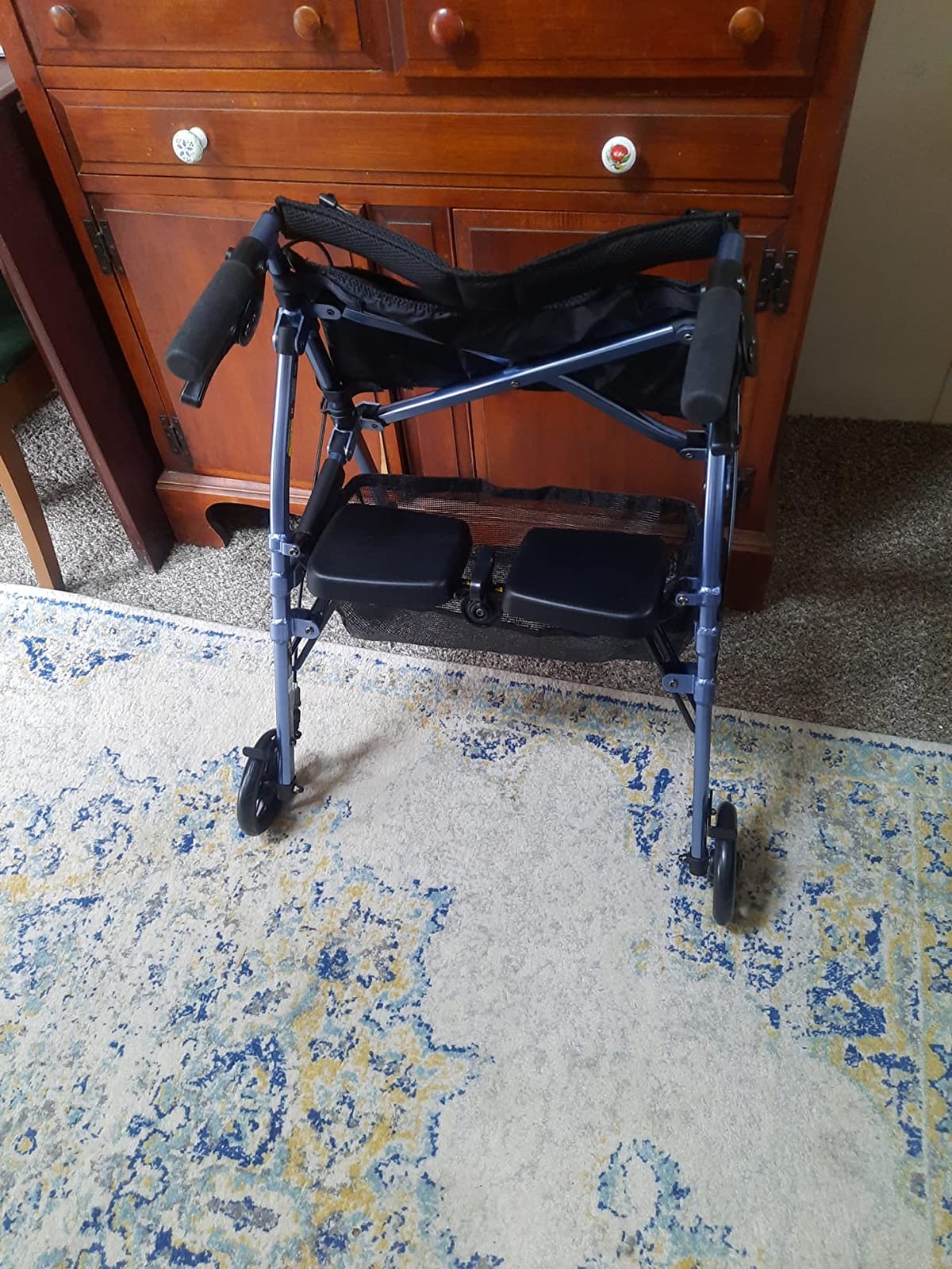 Stander Wonder Rollator Plus, Lightweight Folding Mobility Rolling-Walker, EZ Fold-N-Go-Rollator for Seniors and Adults, 6-inch Wheels, Locking Brakes and Padded Seat with Backrest, Regal Rose customer photo 2