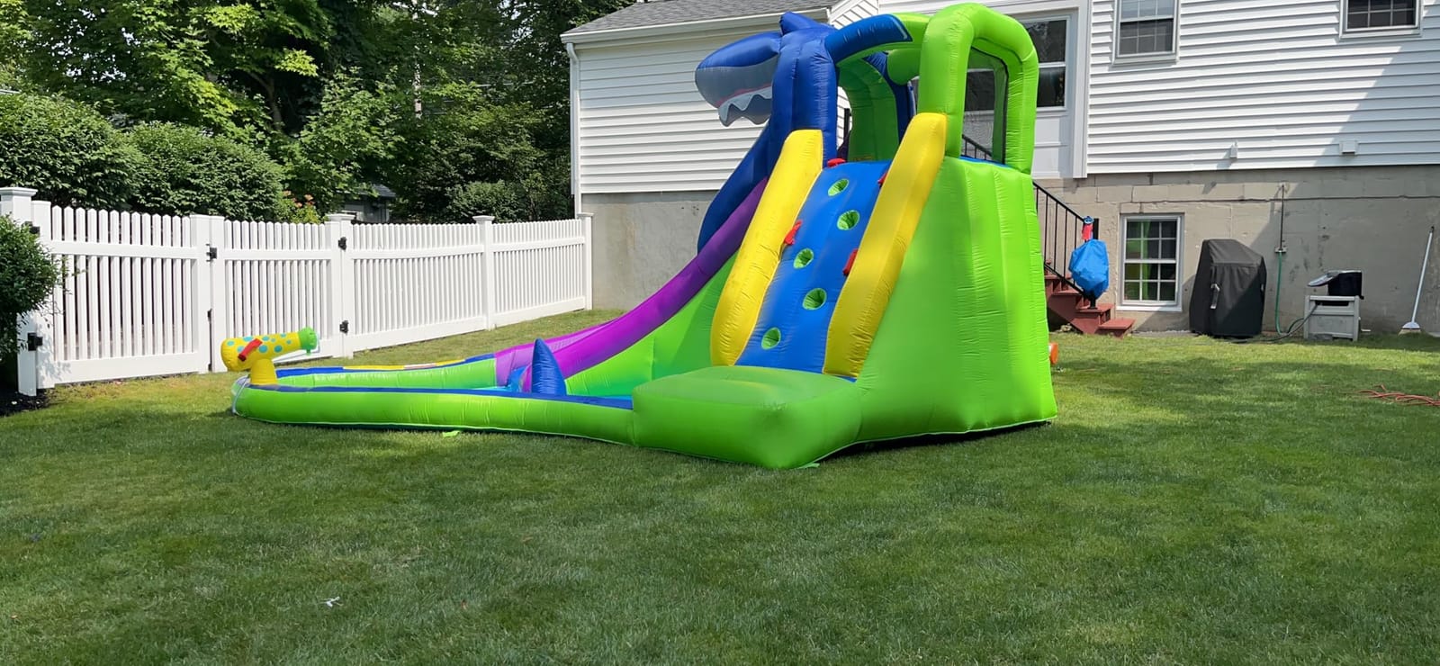 ACTION AIR Inflatable Water Slide, Shark Bounce House with Slide for Wet and Dry, Playground Sets for Kids Backyard, Water Spray & Water Pool, Durable Sewn with Extra Thick Material customer photo 1