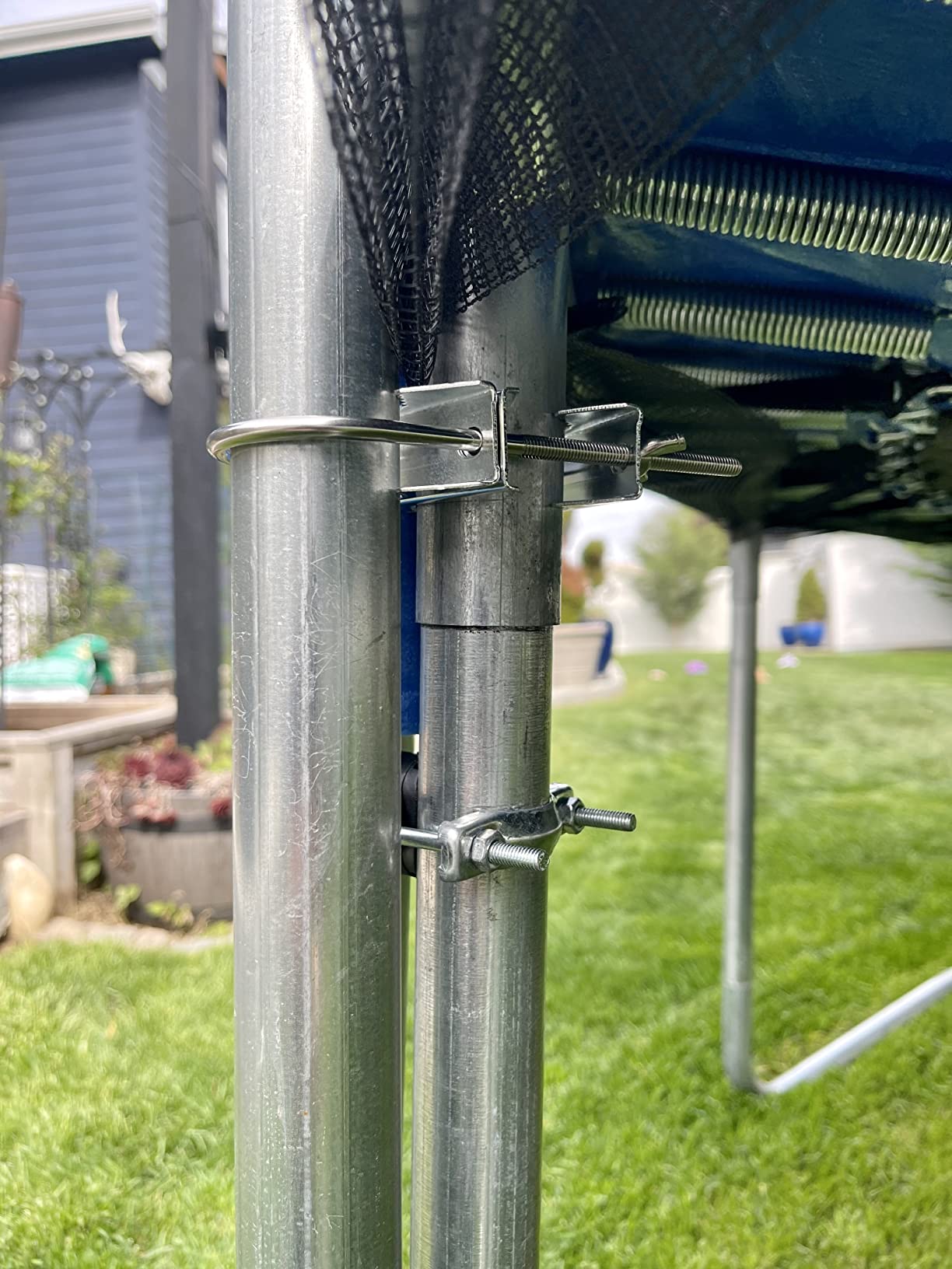 Jump Tastic Trampoline Trampoline Basketball Hoop, Fits Straight and Curved Pole Basketball Hoop for Trampoline, Universal Attachment with Mini Ball and Pump customer photo 1