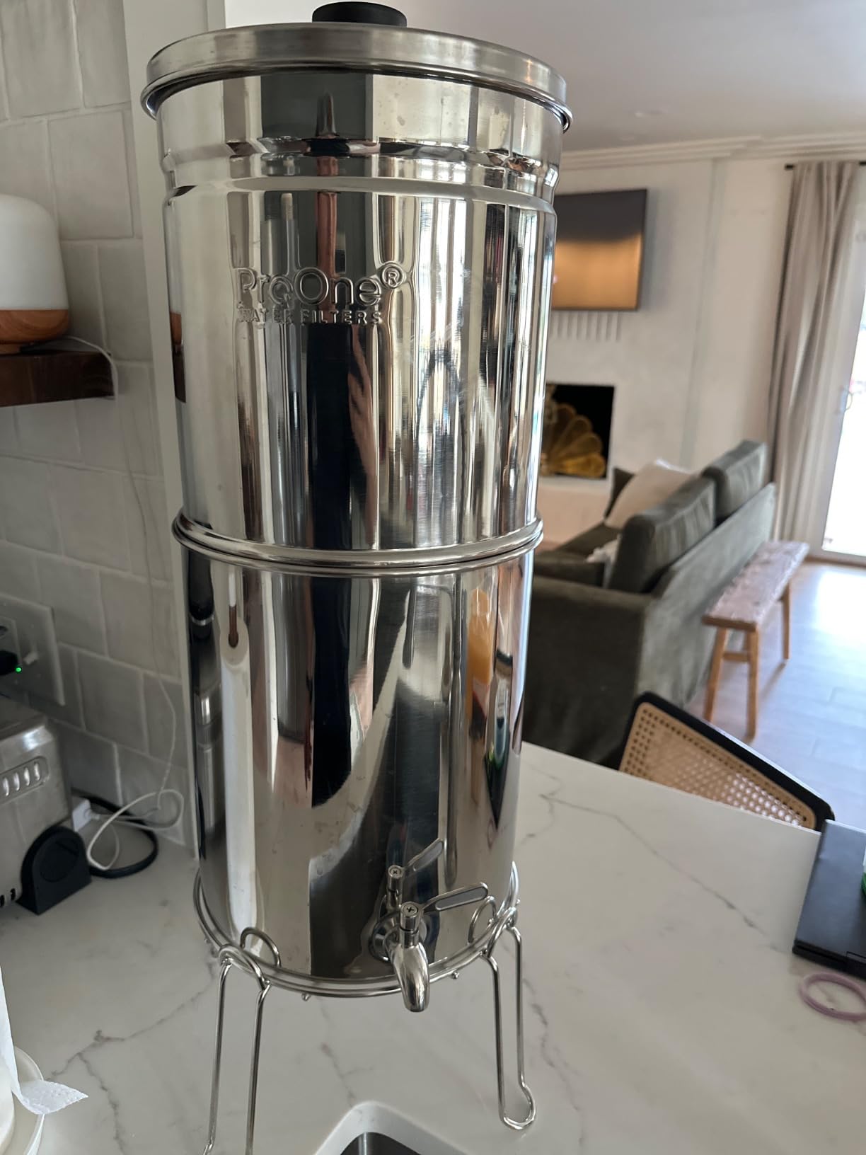 ProOne Big+ Gravity Water Filter System - High Capacity Countertop Stainless Steel Water Filter Dispenser - IAPMO Certified to Reduce Lead, Total PFAS, Microplastics, Chlorine Taste & Odor customer photo 1