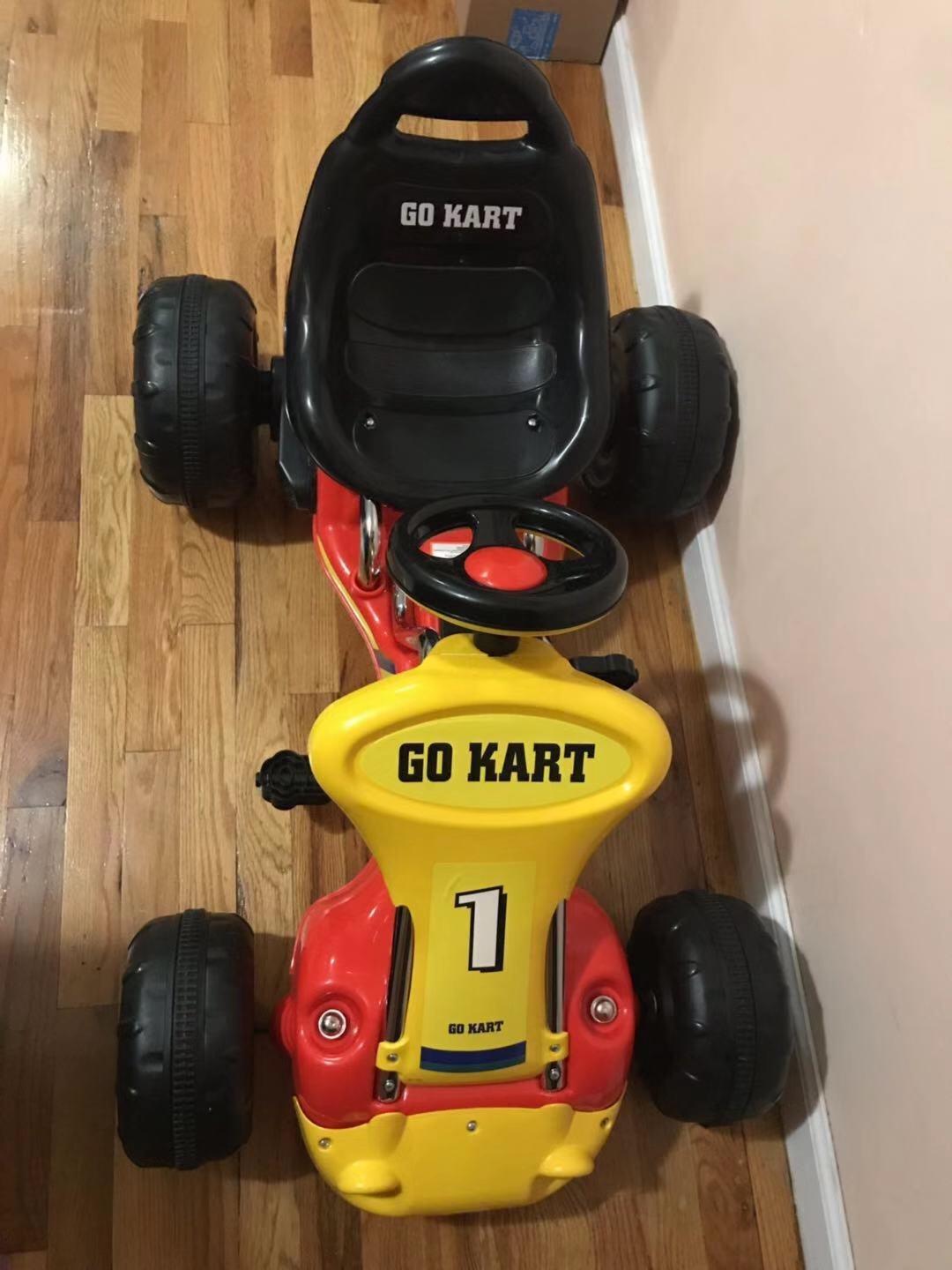 Costzon Go Kart for Kids, 4 Wheel Pedal Powered Go Cart with Adjustable Seat, Handbrake & Non-Slip Wheels, Outdoor Racer Ride On Pedal Car, Gift for Boys Girls (Red) customer photo 1
