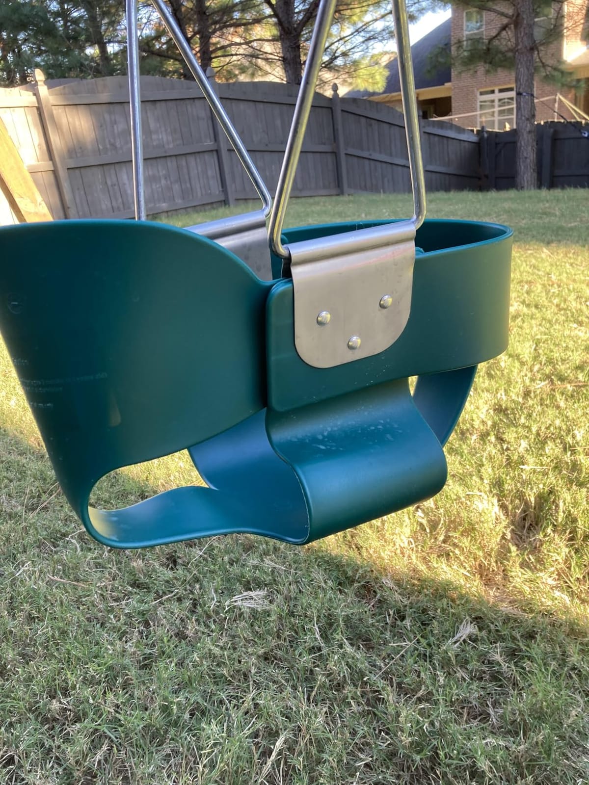 Jungle Gym Kingdom Baby Swing Outdoor - Heavy Duty Toddler Swing Set Accessories, High Back, Full Bucket Seat with Coated Chains for Outdoor Use - Fully Assembled - Green customer photo 1