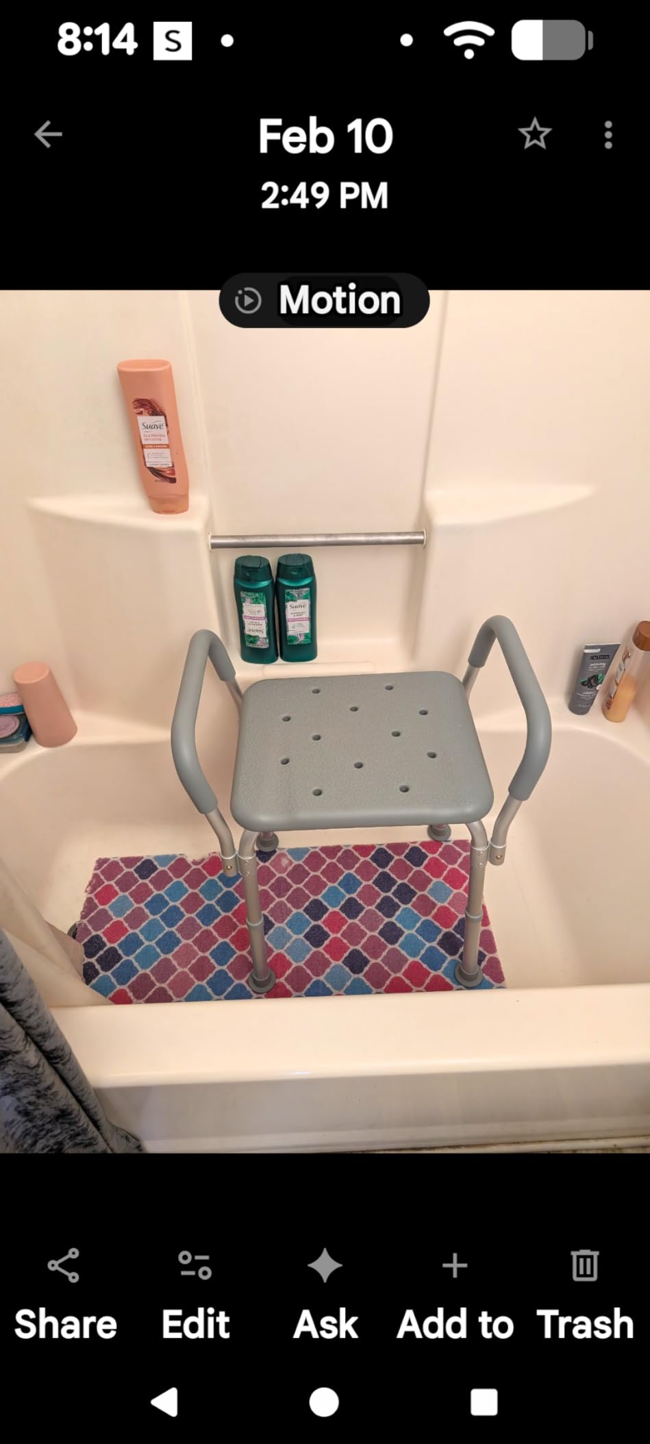 Medline Backless Shower Chair with Arms - 350 lb. capacity, Bench, Stool, Seat for Elderly, Seniors Independent Adult and Disabled Adults customer photo 2