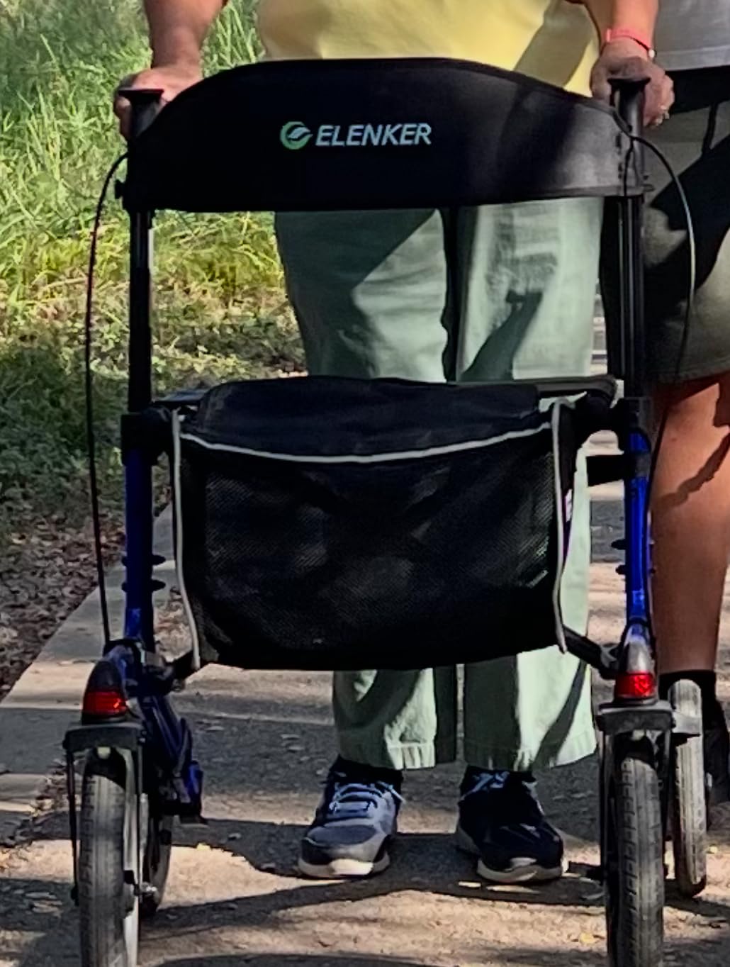 ELENKER All-Terrain Rollator Walker with Non-Pneumatic Tire 12” Front Wheels, Compact Folding Design for Seniors, Red customer photo 2