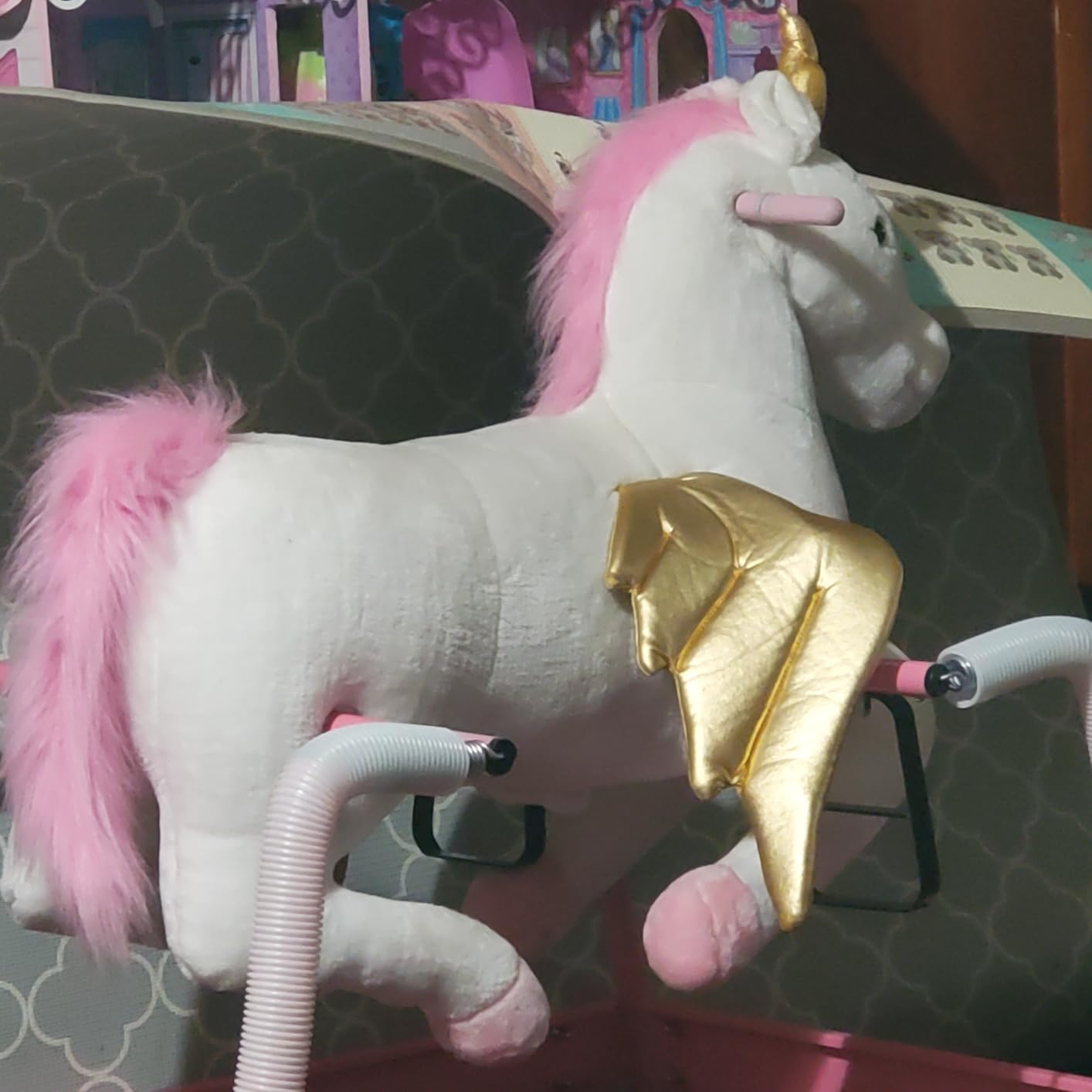 Qaba Kids Spring Rocking Horse Ride on Horse for Girls and Boys Light Brown customer photo 2