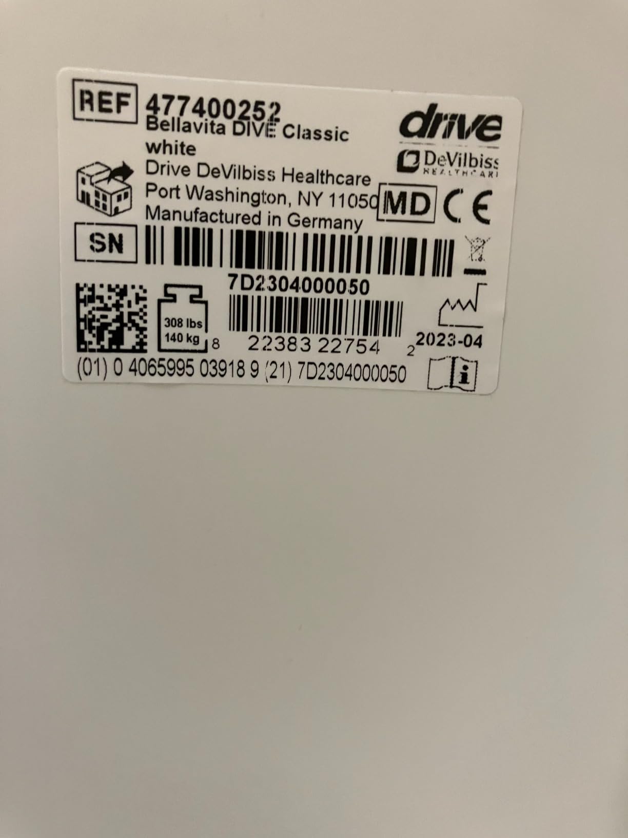 Drive Medical Bellavita Dive Reclining Electric Bath Lift Chair, White customer photo 1