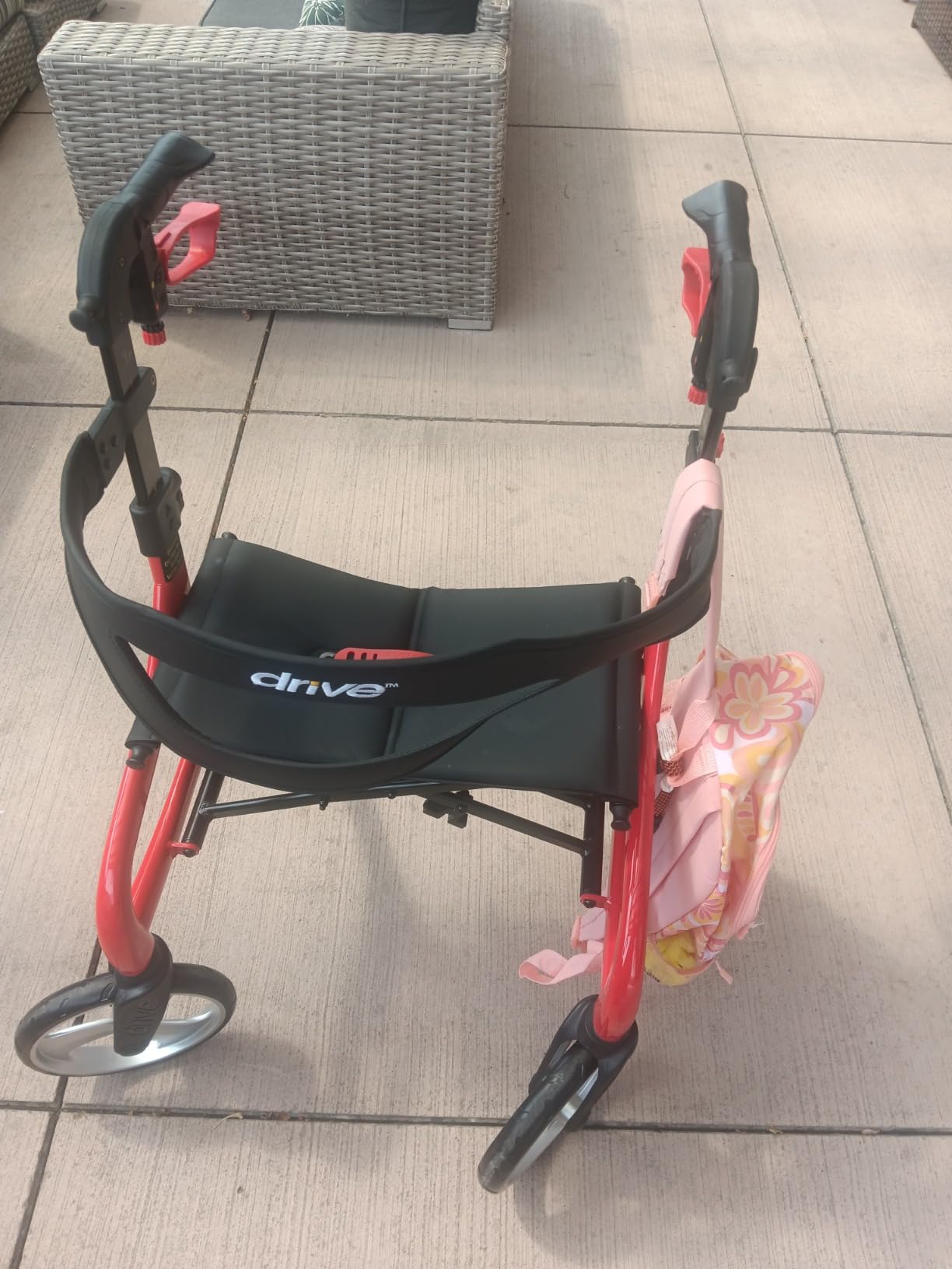 Drive Medical Nitro Sprint Rollator Walker with Seat, Petite Height, Red customer photo 1