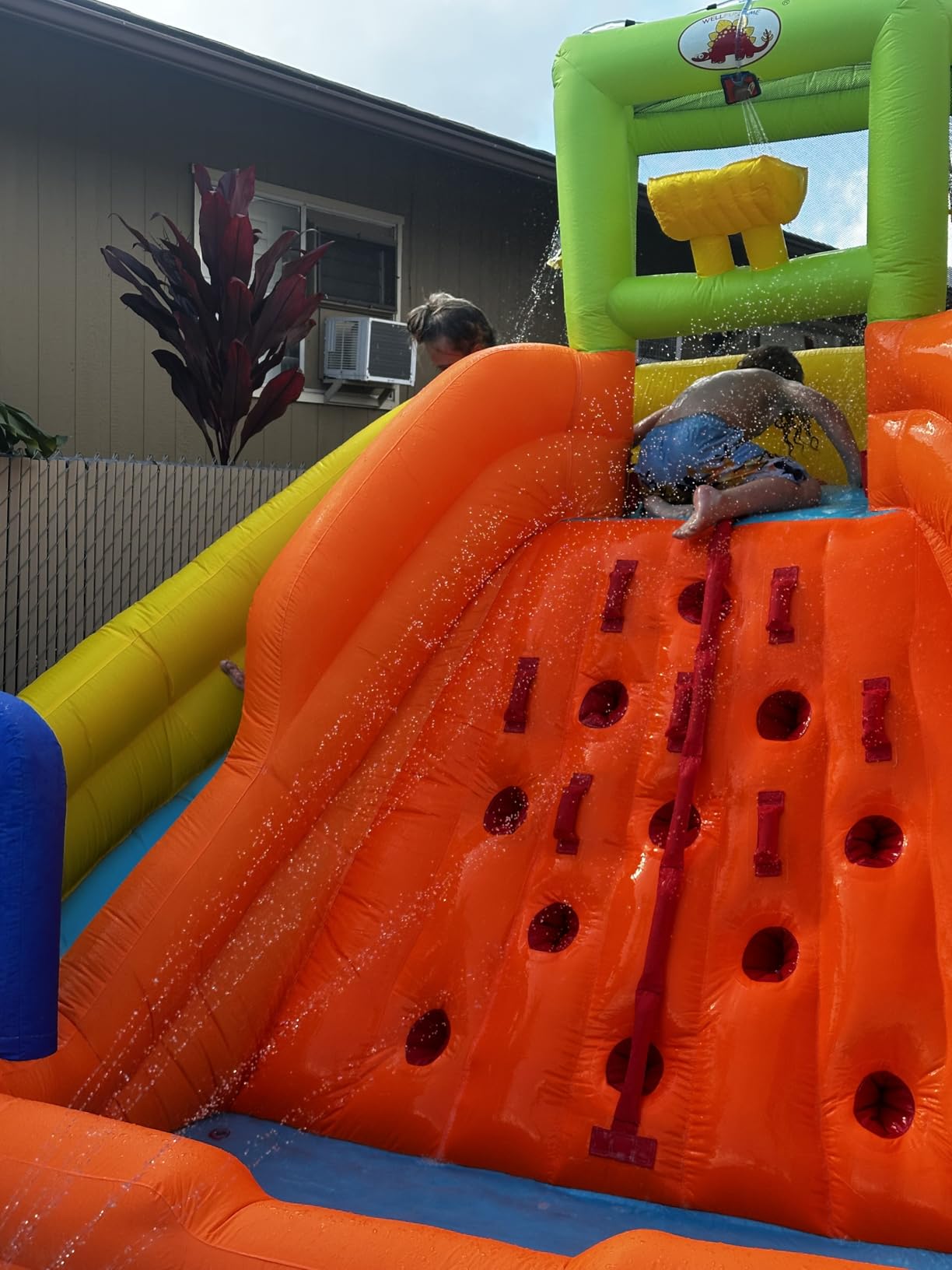 WELLFUNTIME Inflatable Water Slide, Bounce House with Water Bucket, Deep Pool, Climbing Wall with Rope, Bouncy Castle with Air Blower customer photo 1