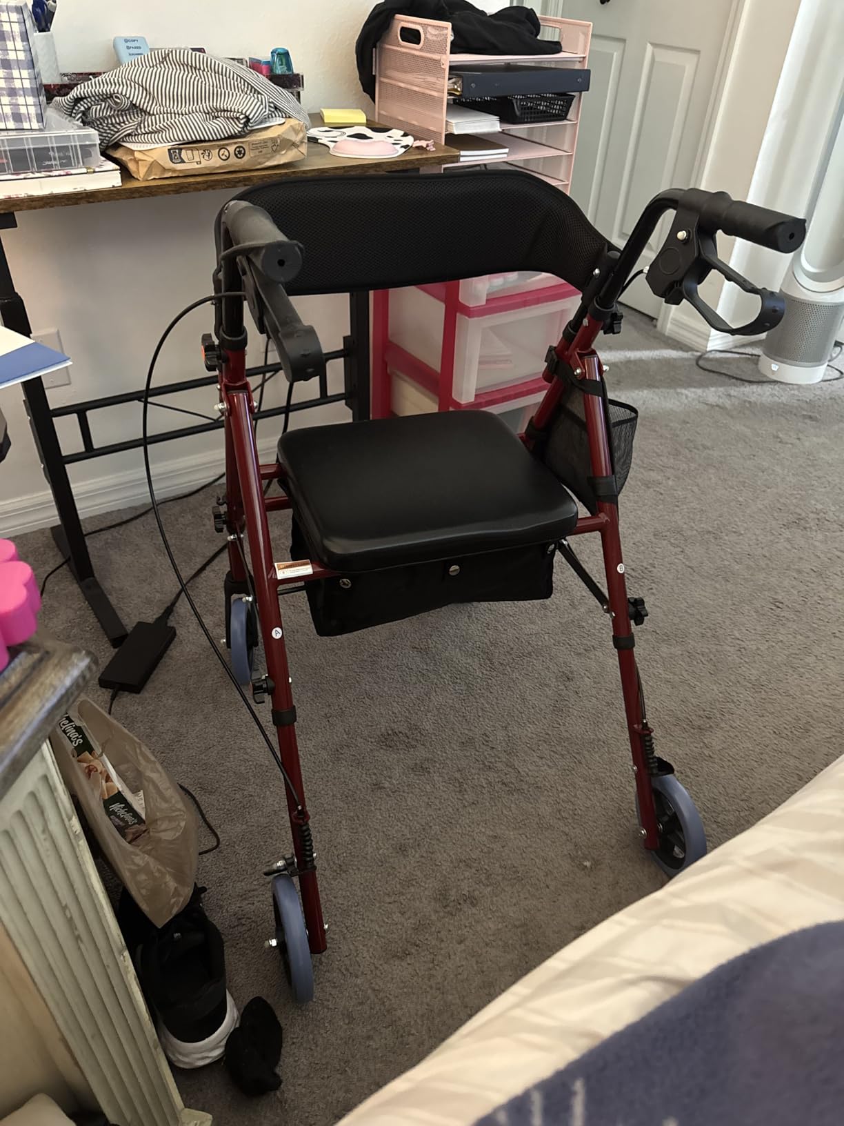BlessReach Lightweight Foldable Rollator Walker with Seat for Seniors, Red customer photo 1