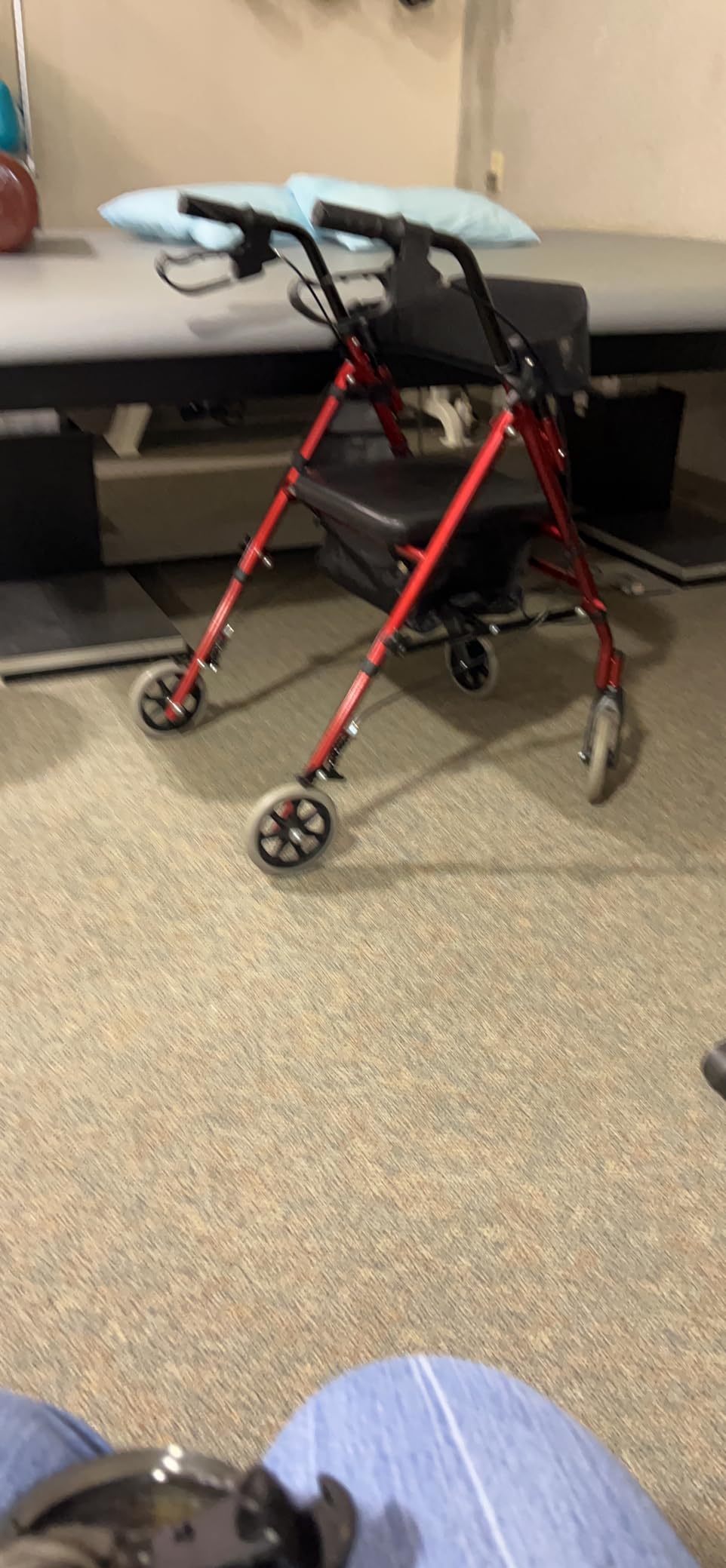 BlessReach Lightweight Foldable Rollator Walker with Seat for Seniors, Red customer photo 2