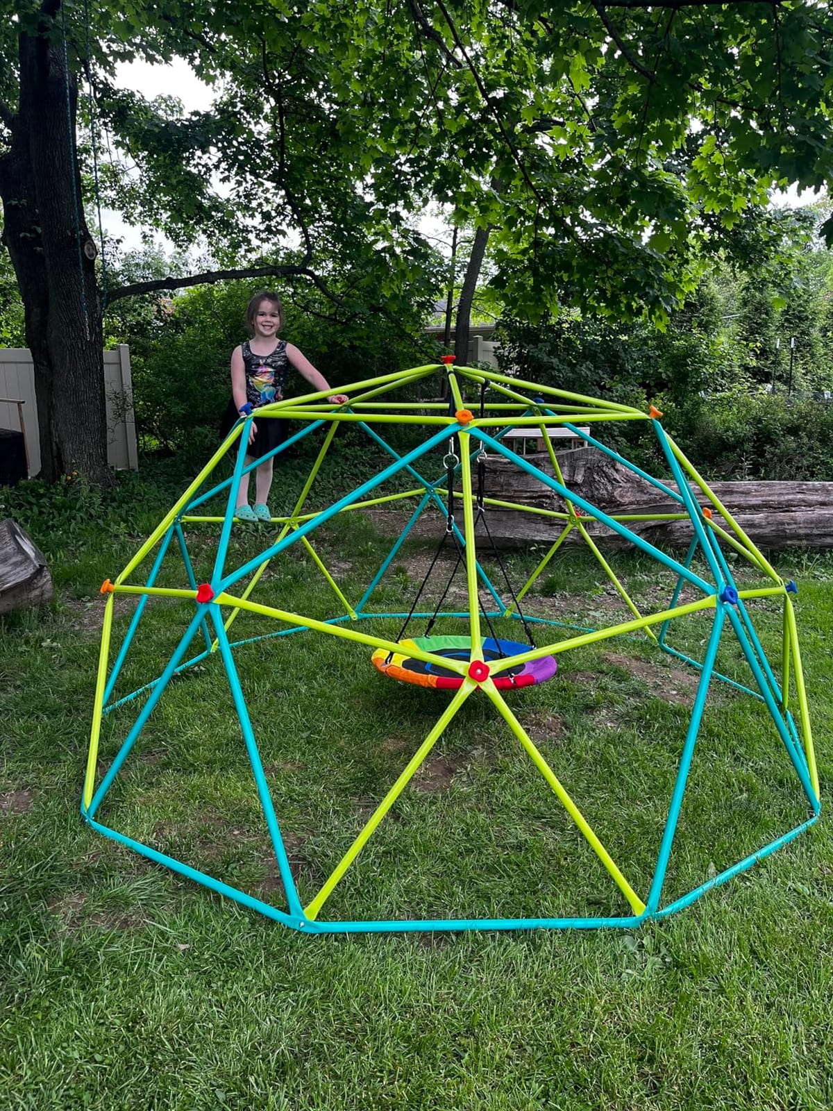 Hapfan 10 ft Climbing Dome Swing Set with Saucer Swing for Kids 3-12 customer photo 2