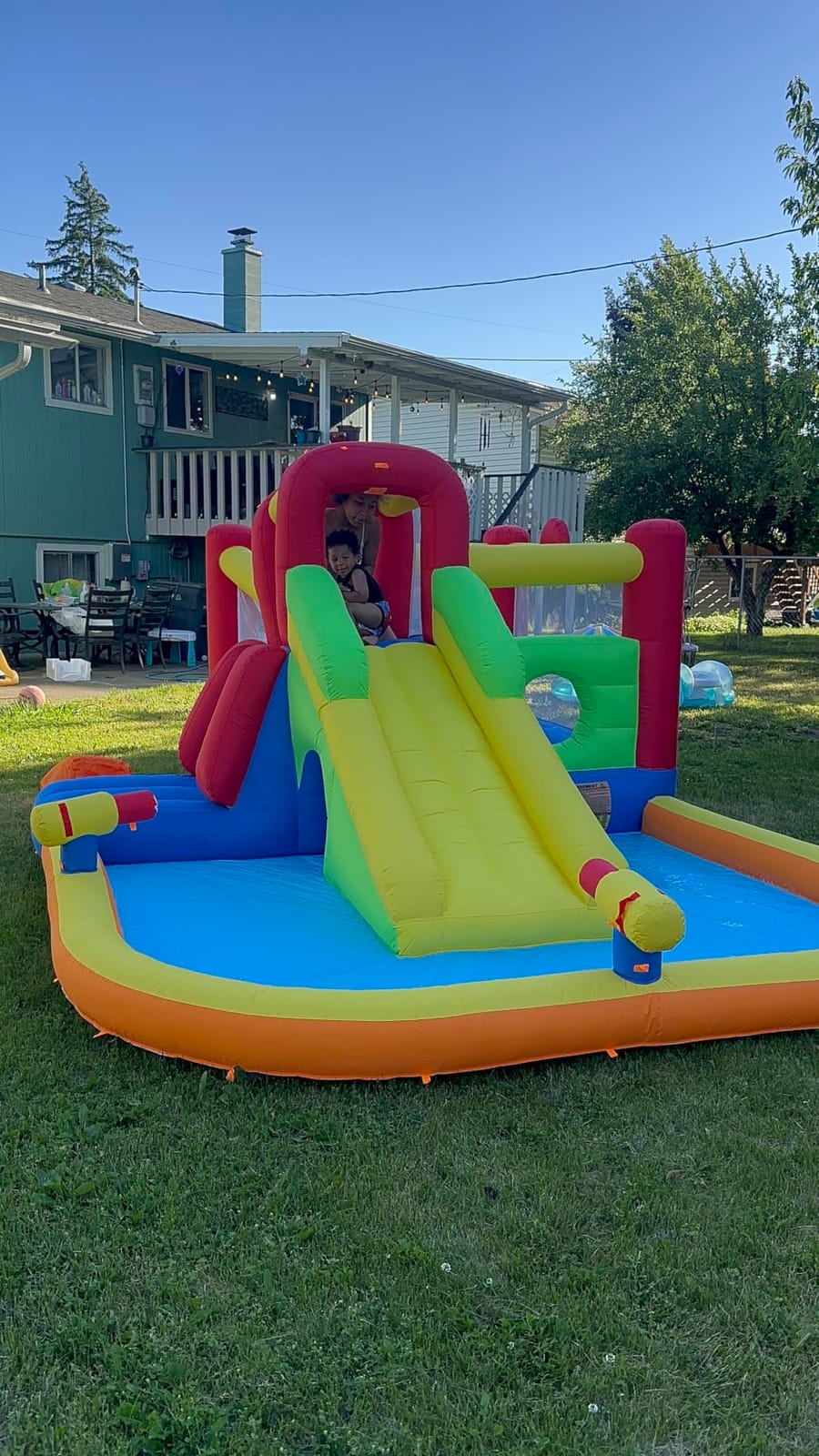 Hongcoral Inflatable Water Slide Bounce House for Kids, 12-In-1 Water Park with Splash Pool, Double Cannons, 2 Climbing Walls, Tunnel, Obstacles, Blow Up Jumping Castle With Blower customer photo 1