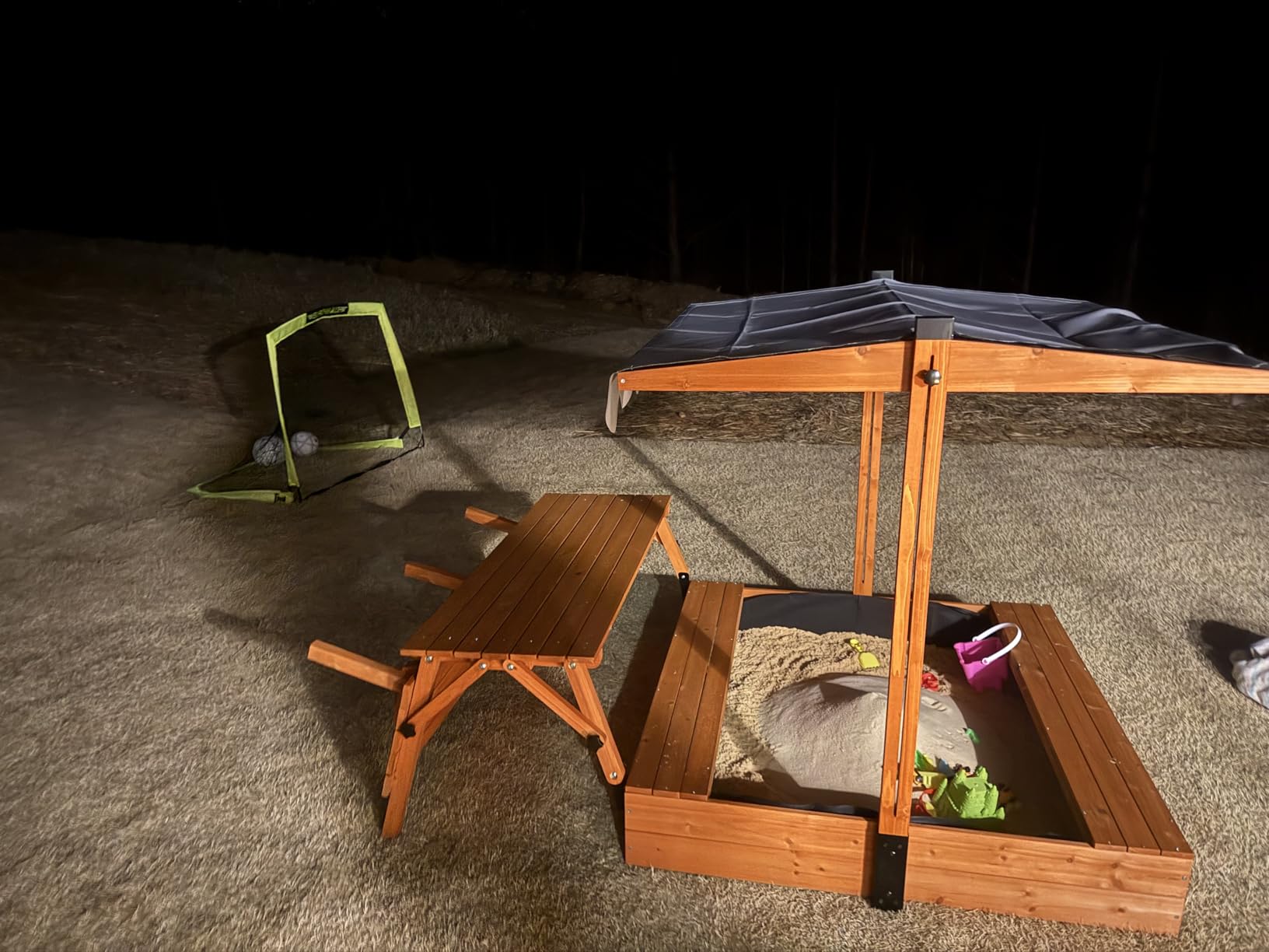 Kids Sandbox with Lid & Canopy, Picnic Table, Outdoor Sand Pit Ages 4-8 customer photo 2