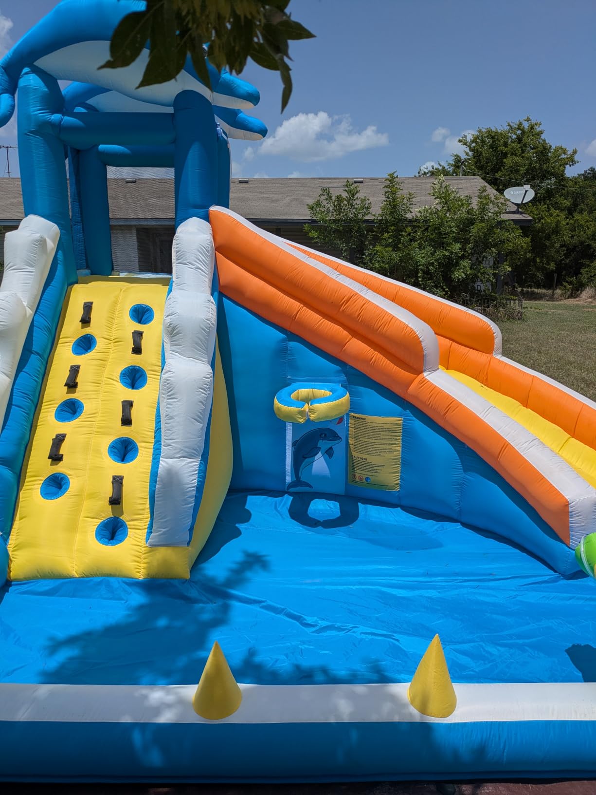 TOAOB Inflatable Water Slide,5 in 1 Dolphin Inflatable Bounce House for Kids- Climbing Wall Splash Pool Water Cannon Basketball Rim - 480W Blower - for Indoor Outdoor Backyard Birthday Party customer photo 1