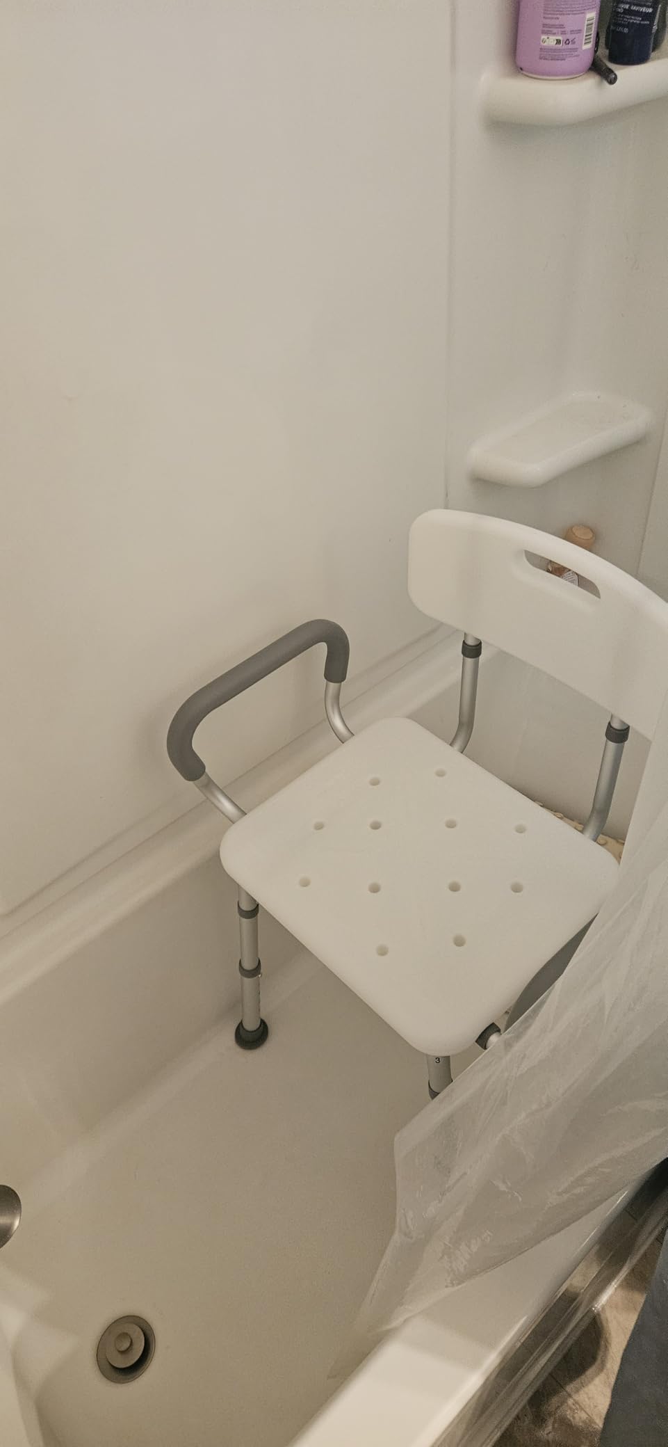 HOMLAND Shower Chair for Inside Shower with Padded Armrests and Back customer photo 1