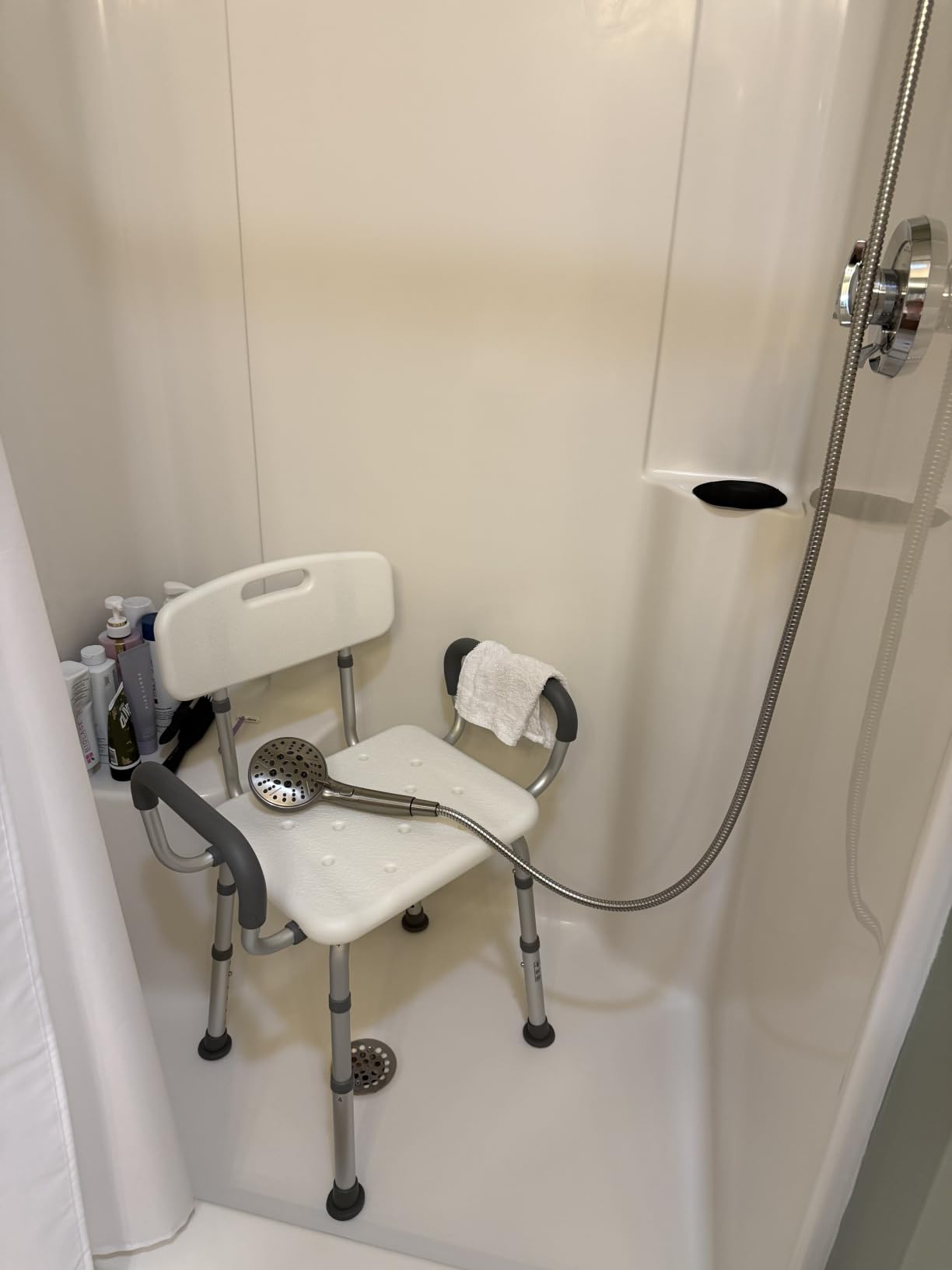 HOMLAND Shower Chair for Inside Shower with Padded Armrests and Back customer photo 2