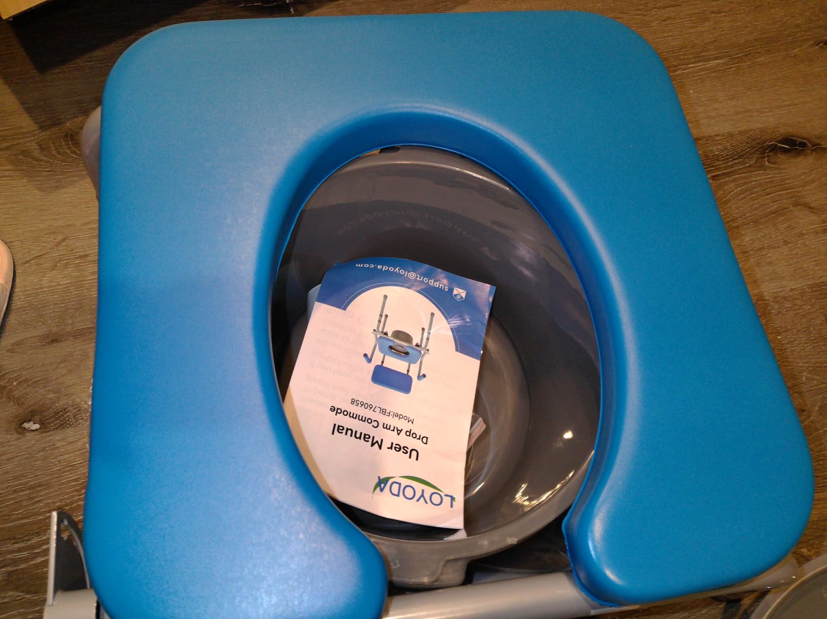 Loyoda 3-in-1 Drop Arm Bedside Commode Chair, Blue customer photo 2