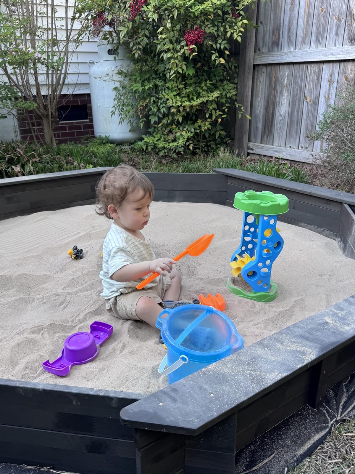 Best Choice Products Large Wooden Octagon Sandbox w/Lid for Kids, Brown customer photo 2