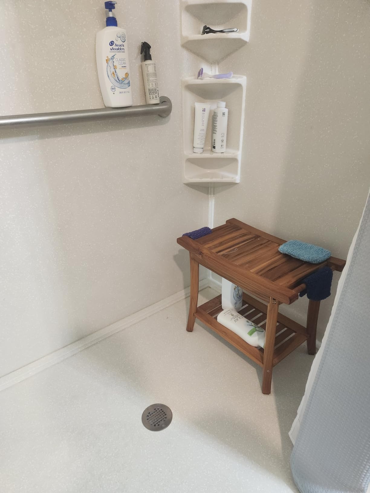 Utoplike Teak Shower Stool, Compact Showers Bench, Foot Rest Shaving Legs customer photo 1