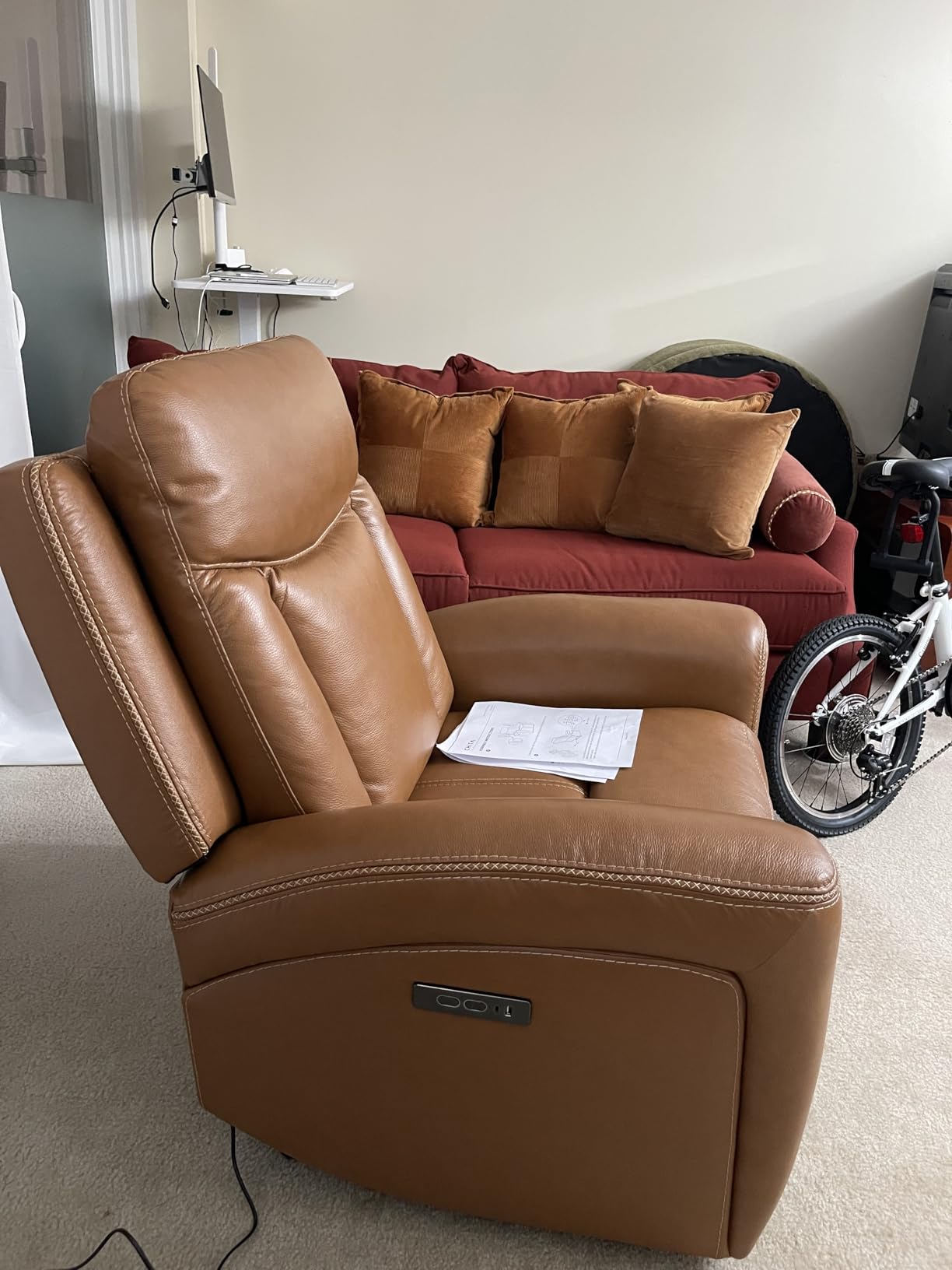 CHITA Genuine Leather Super Zero Gravity Power Recliner Chair, Navy Blue customer photo 2