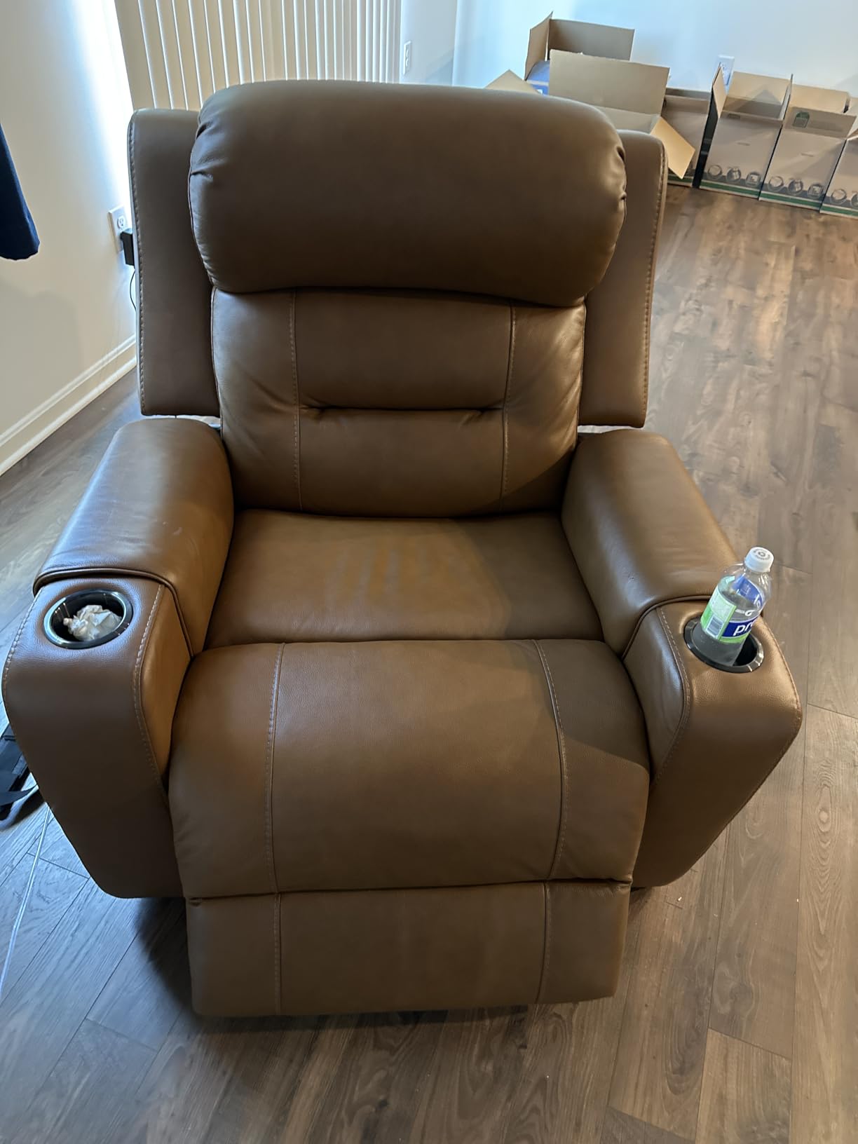 Watson & Whitely Oversized Genuine Leather Power Recliner Chair, Dark Brown customer photo 1