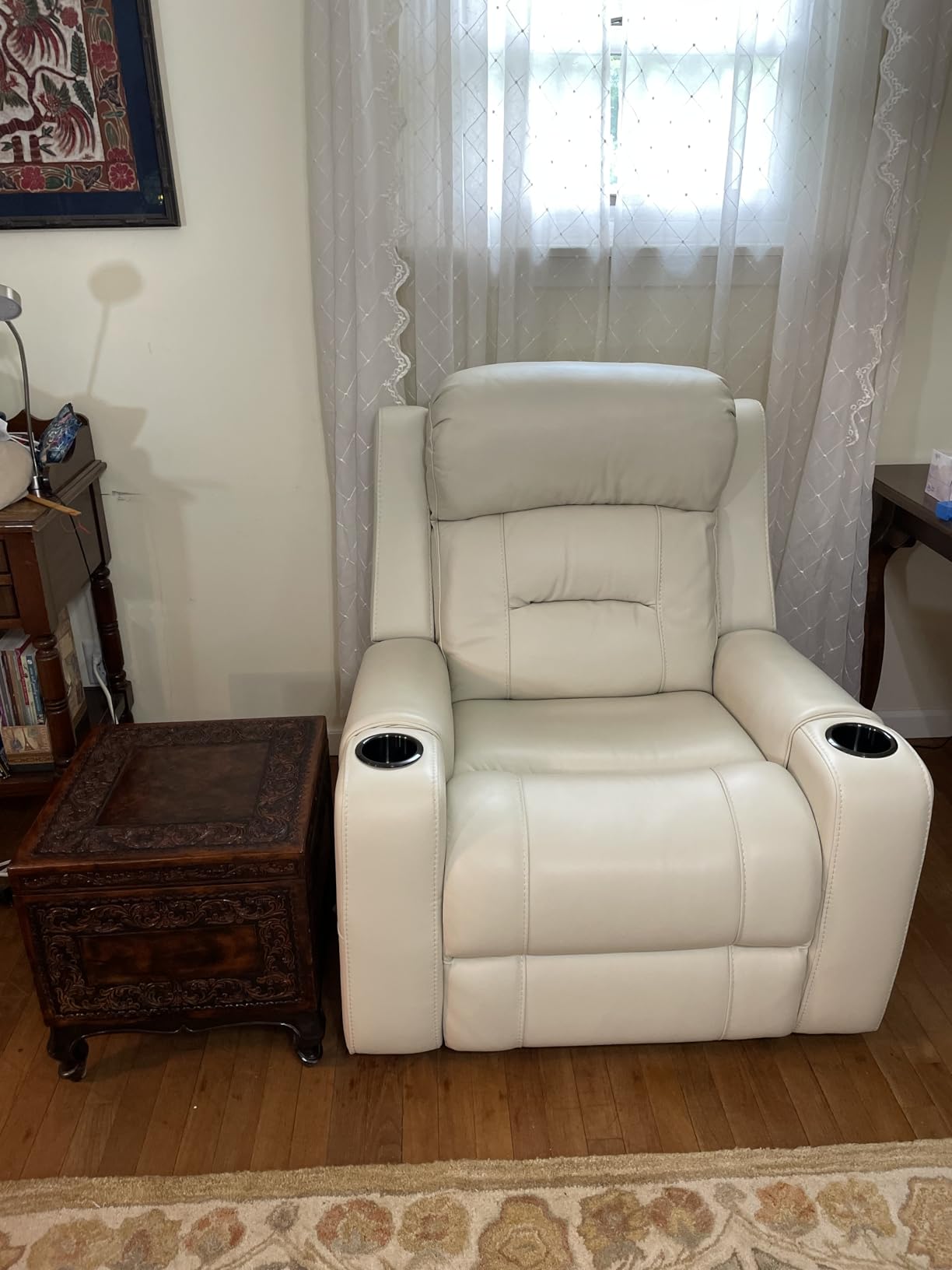 Watson & Whitely Oversized Genuine Leather Power Recliner Chair, Dark Brown customer photo 2
