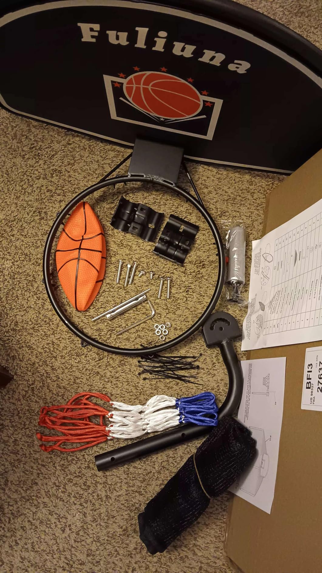 Trampoline Basketball Hoop, Easy to Install Basketball Hoop for Trampoline with Mini Ball and Pump, Basketballs Hoop with Protective Net Fit for 25mm Straight Pole and Curved Pole Trampolines customer photo 2