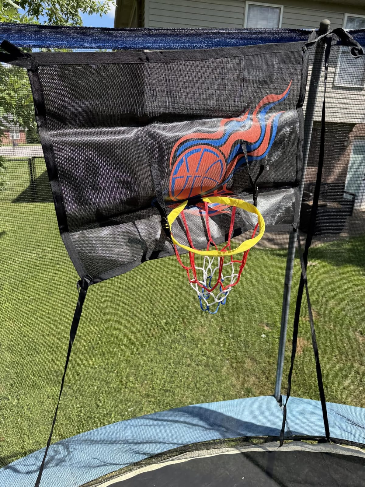 Trampoline Basketball Hoop Attachment, with 3 Basketballs and Pump & Hooks, Easy to Install, Universal Accessories Goal Game Fits 8 10 12 14 15 16 FT Trampoline Indoor Outdoor customer photo 1