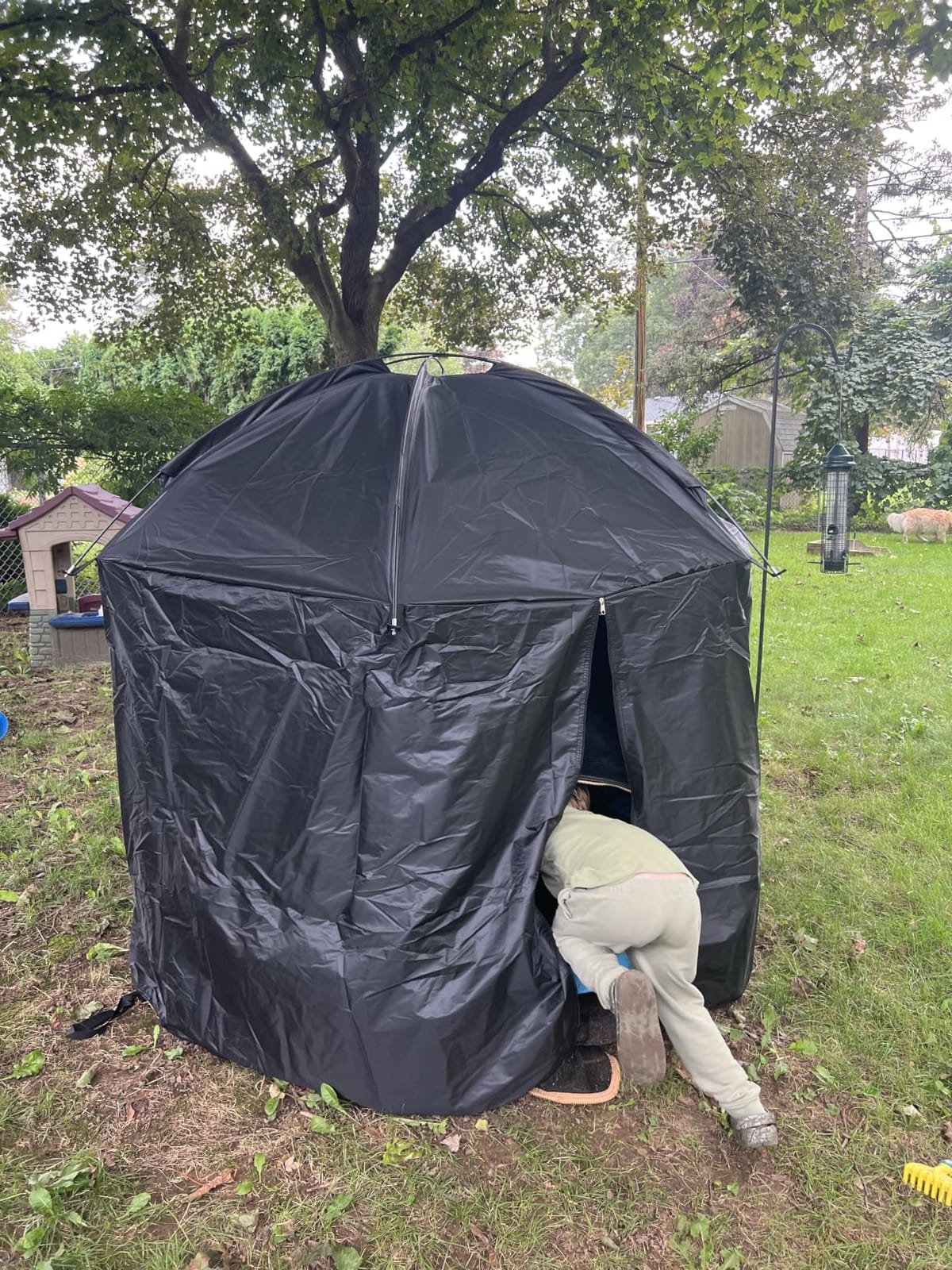 2-in-1 Trampoline Tent Cover for 55”-60” Round Kids Trampoline, Waterproof Dome Roof Reduces Water Buildup, UV & Dust Resistant Outdoor Protector, Converts Trampoline Into Kids Play Tent customer photo 1